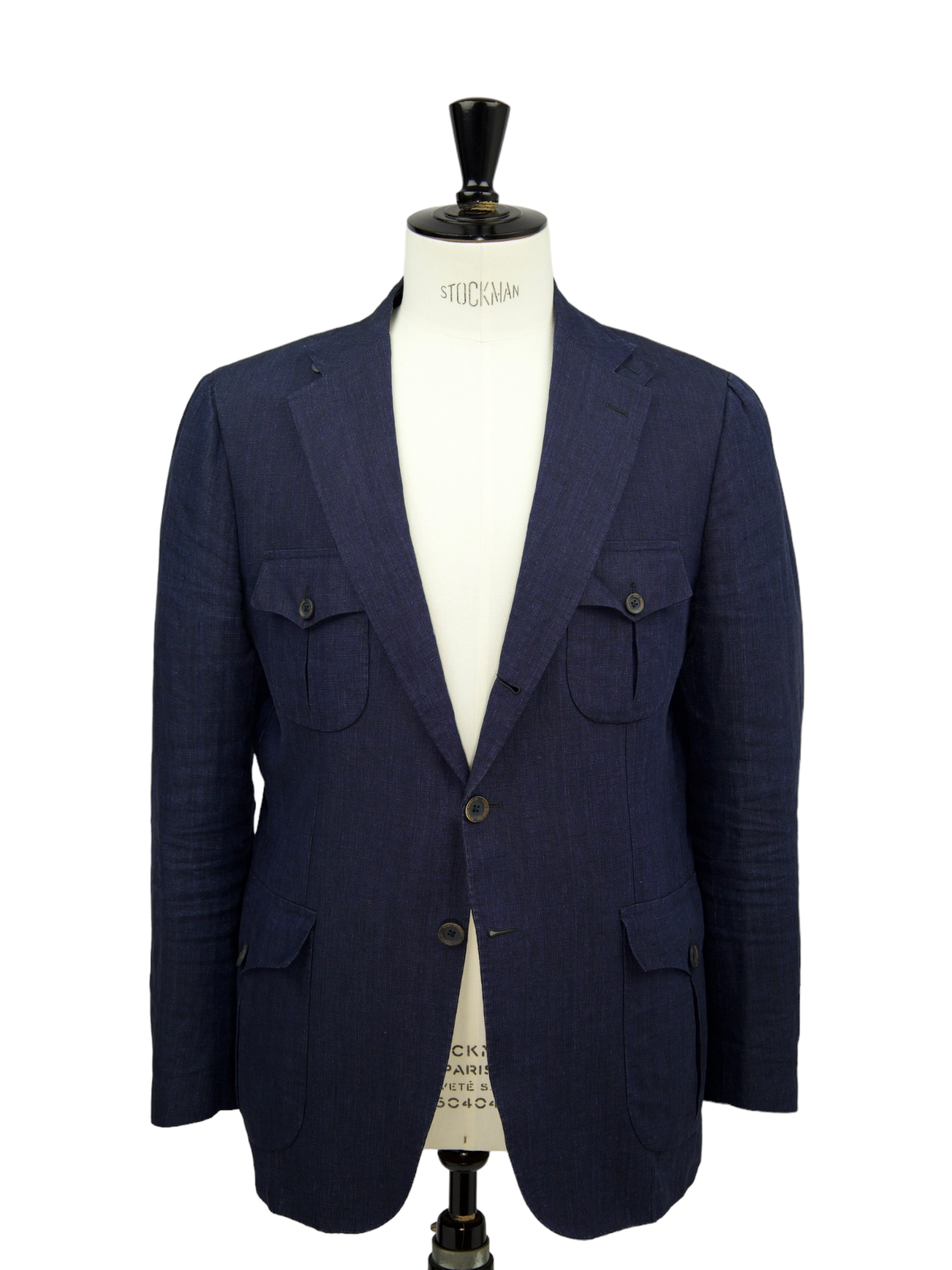 Luigi Borrelli Vintage Indigo Blue Linen Safari Jacket