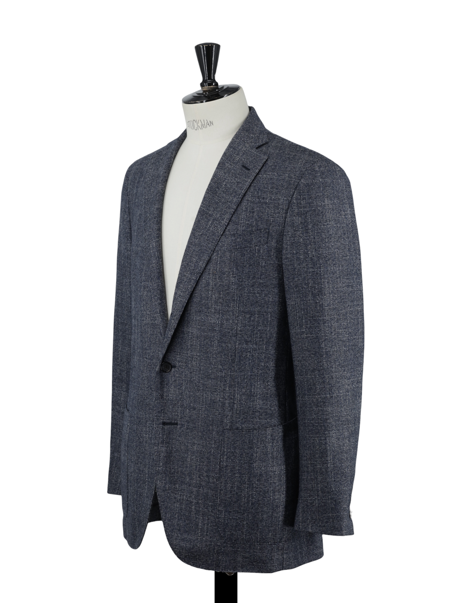 Caruso Steel Blue Wool, Cashmere & Silk Micro-Pattern Jacket