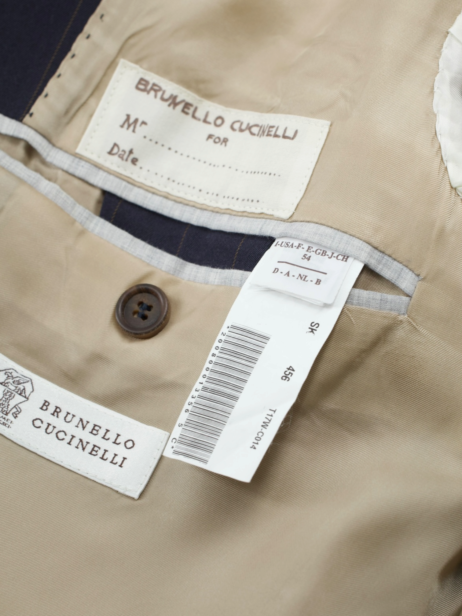 Brunello Cucinelli Navy Cotton Pinstripe Elbow-Patch Jacket