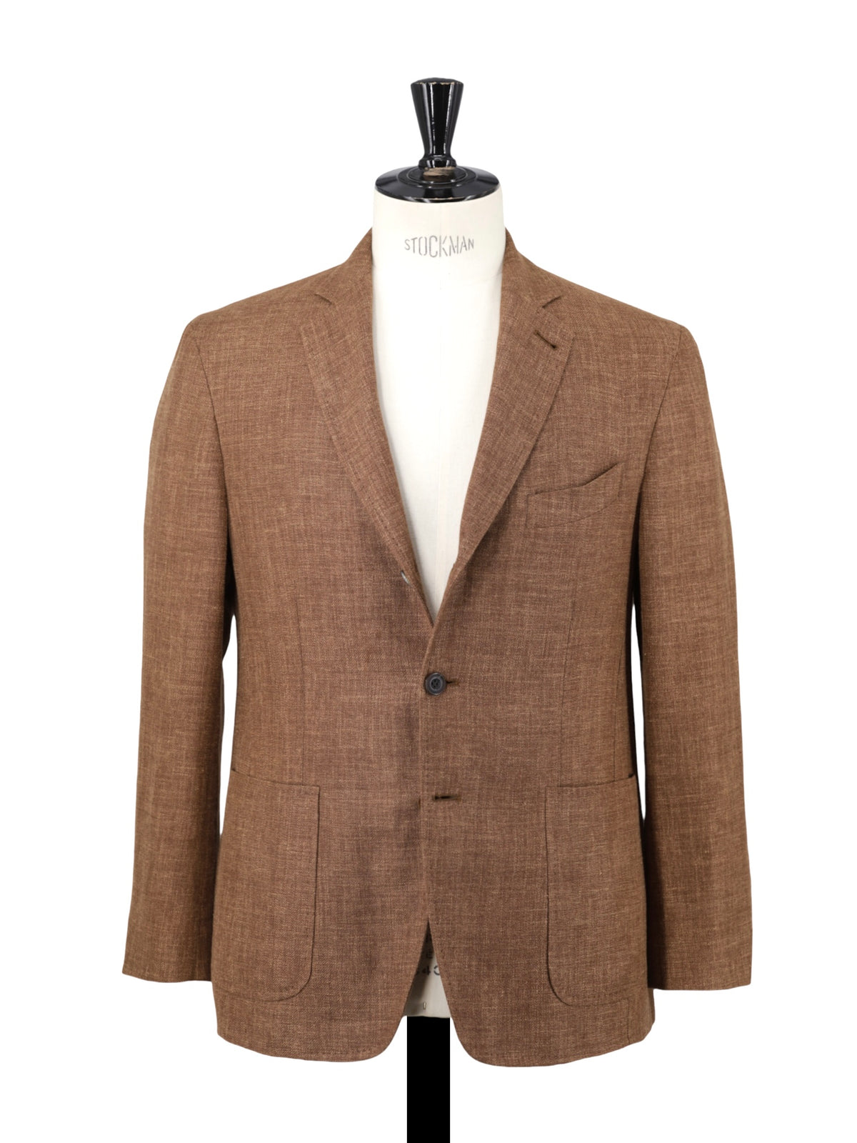 Rubinacci Tobacco Brown Silk, Linen & Wool Unconstructed Jacket