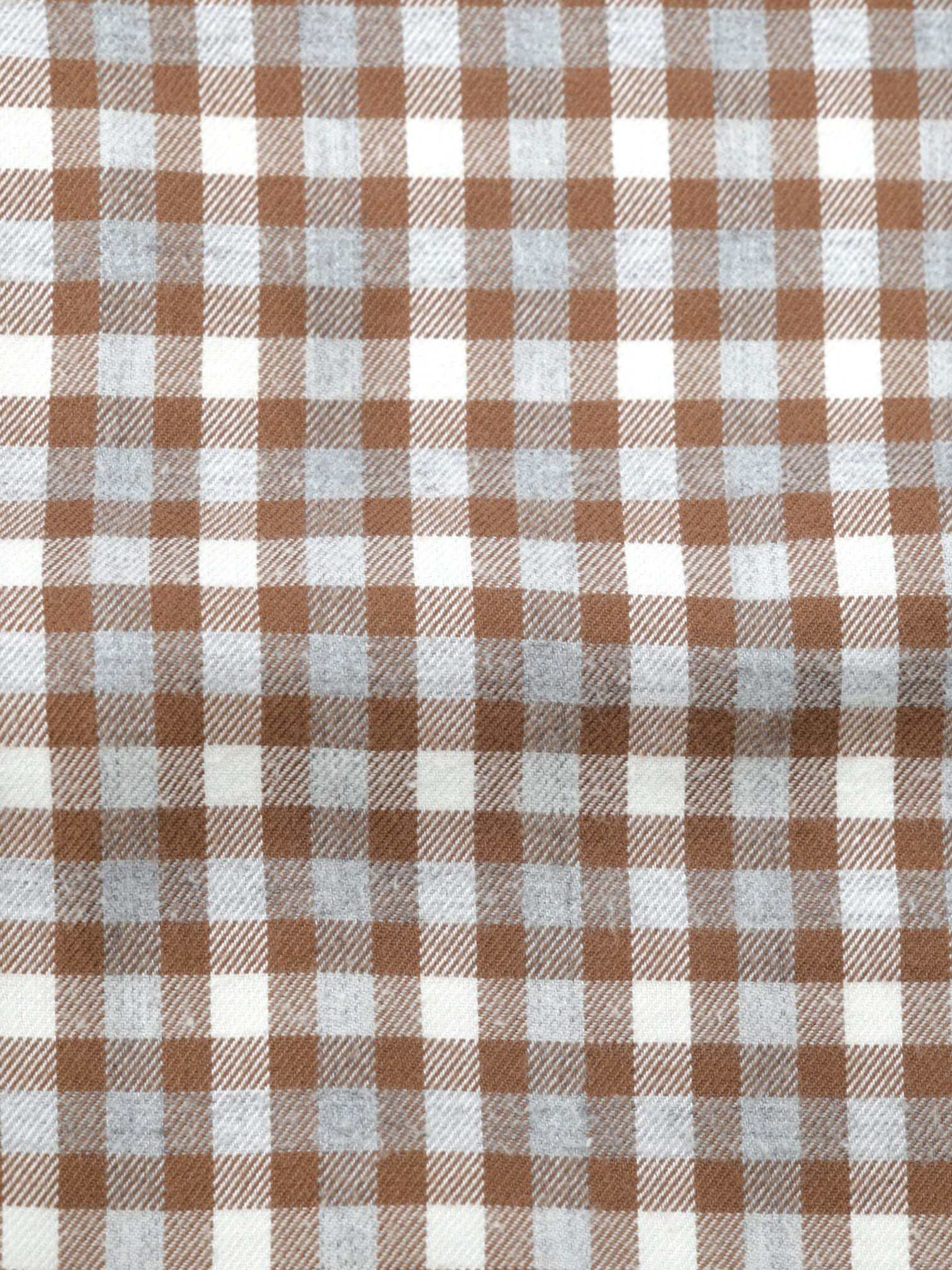 Cesare Attolini Ecru & Brown Cotton & Cashmere Flannel Checkered Shirt