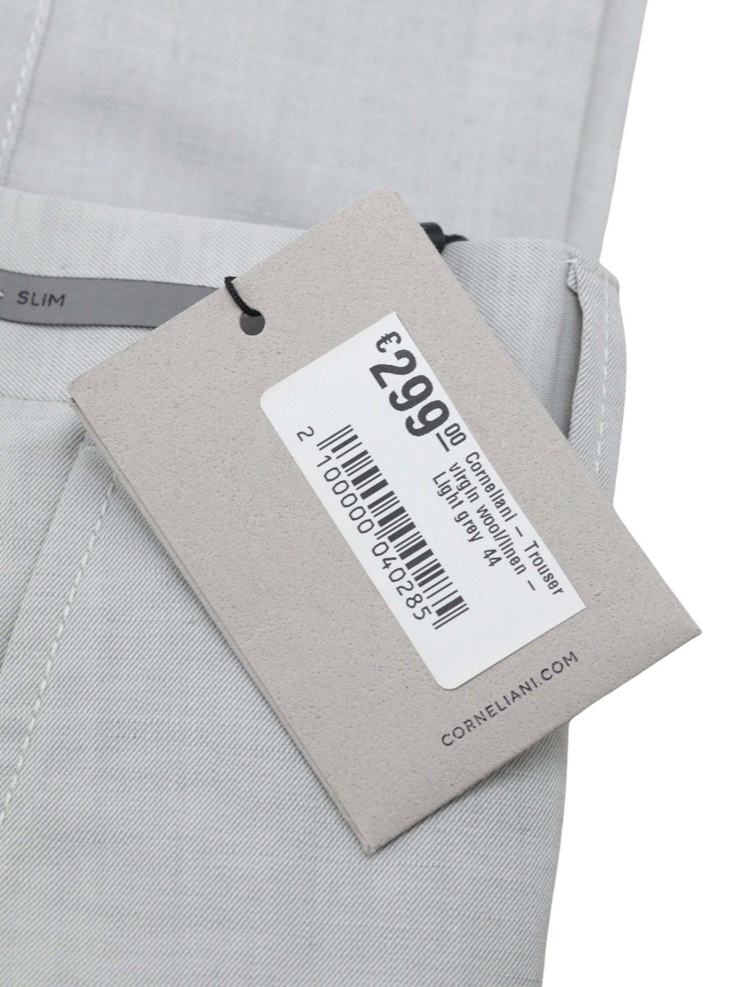 Corneliani Light Grey Virgin Wool & Linen Trousers