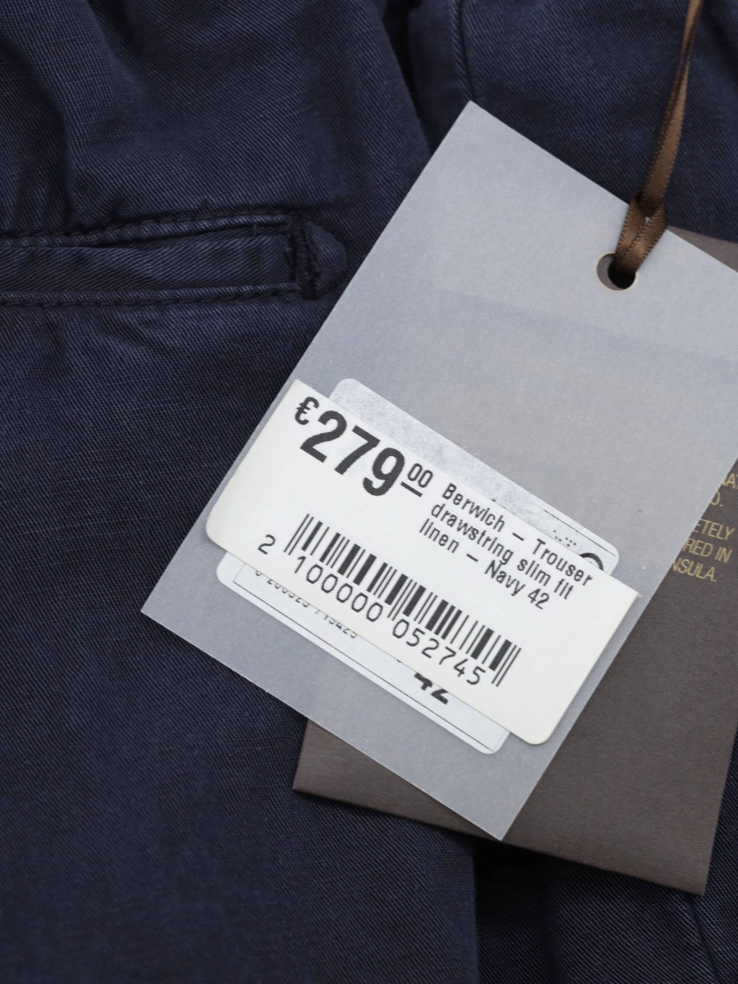 Berwich Navy Lyocell & Linen Drawstring Trousers