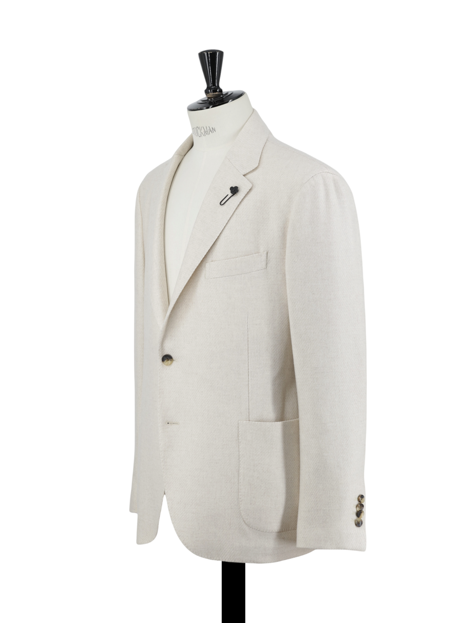 Lardini Beige Wool & Stretch Micro-Structure Jacket