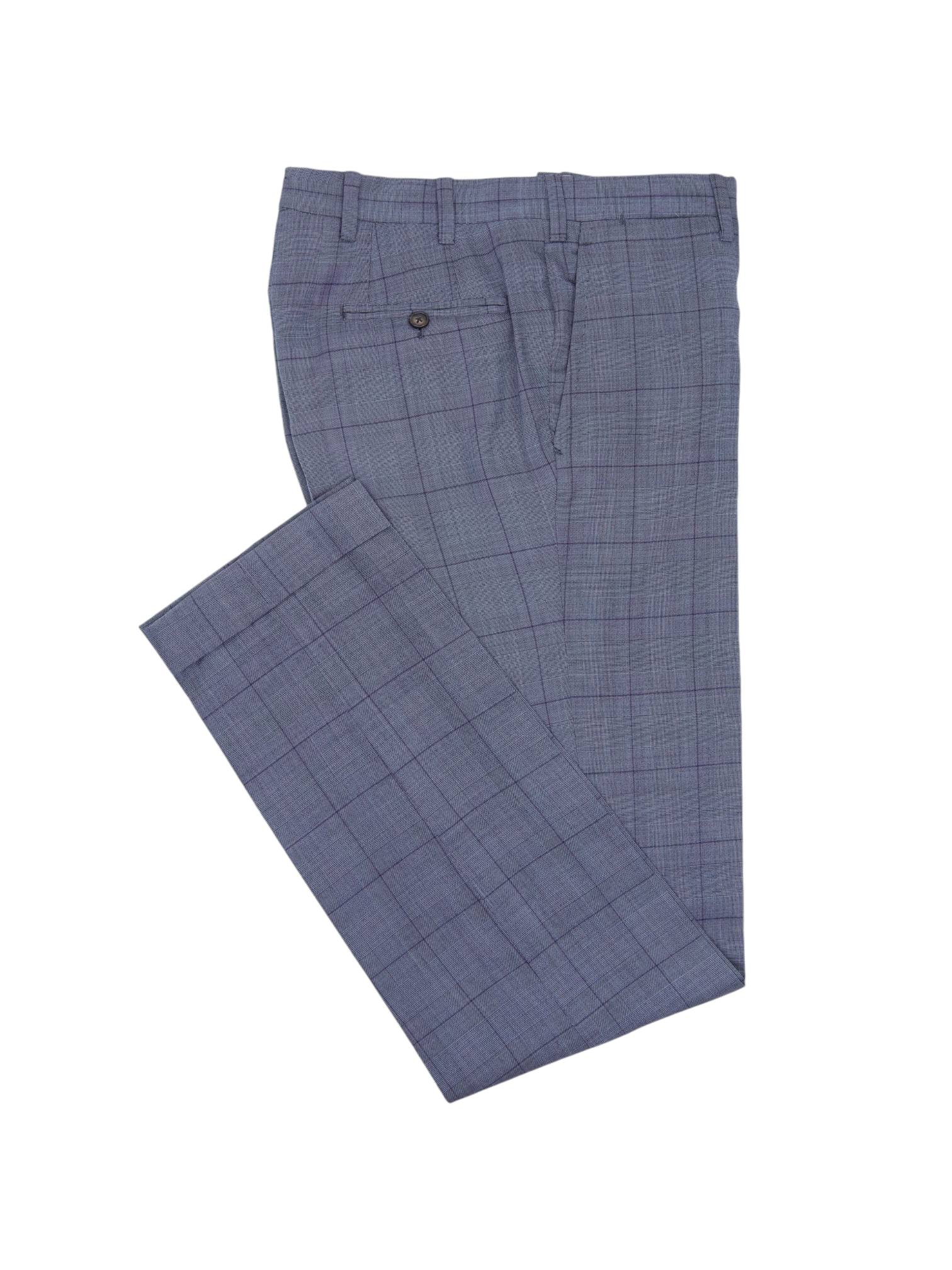 Orazio Luciano Grey & Navy Wool, Silk & Linen Windowpane Suit