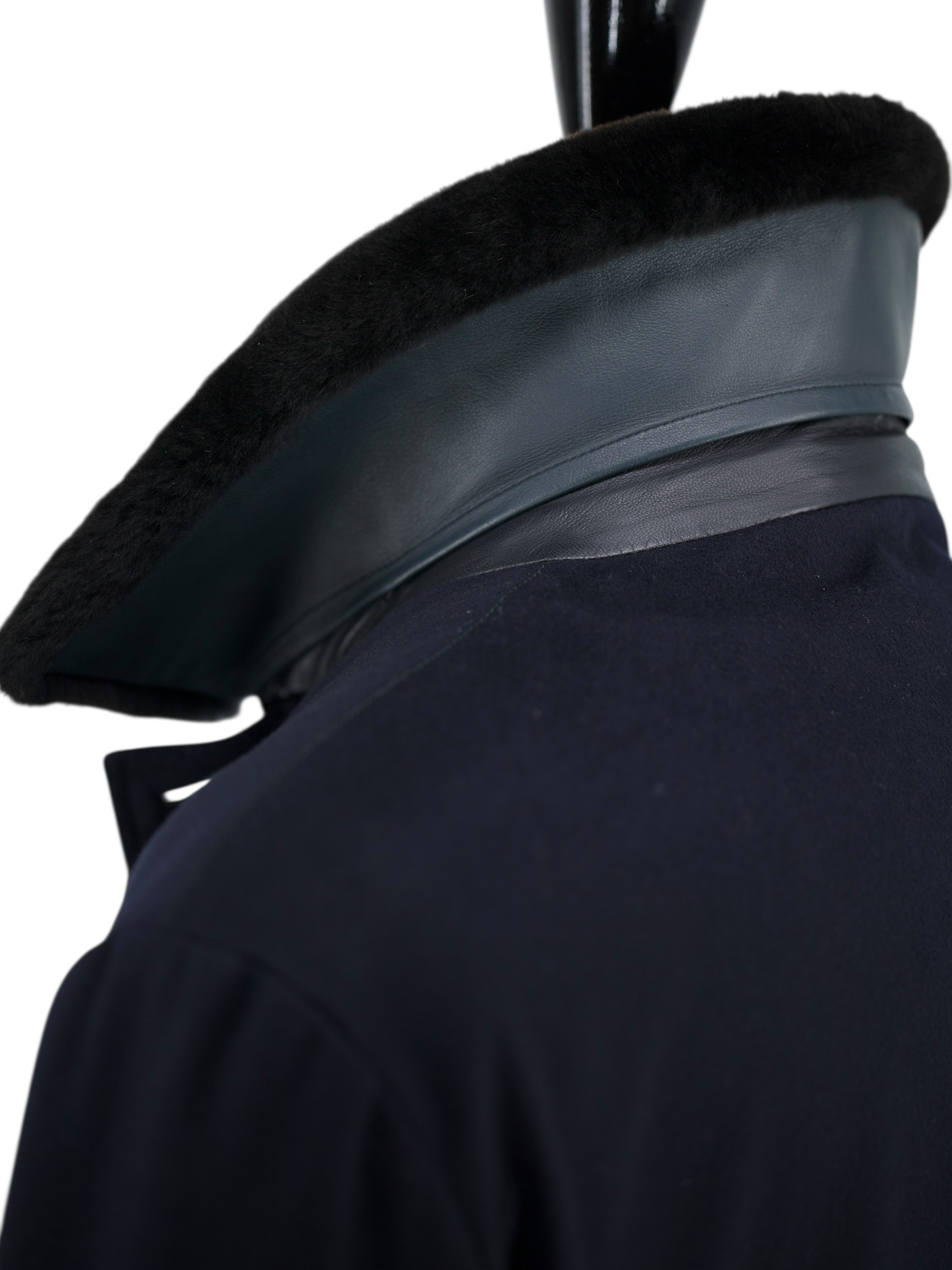 Brioni Navy Pure Cashmere Castorino-Fur Collar Coat