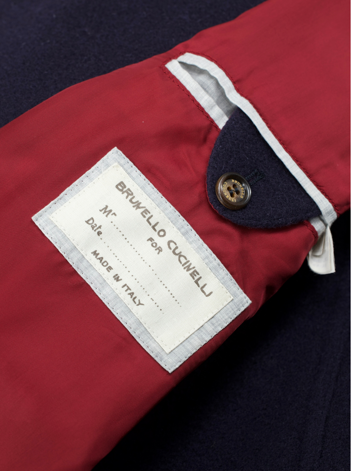 Brunello Cucinelli Navy Wool, Angora & Silk Duffle Coat