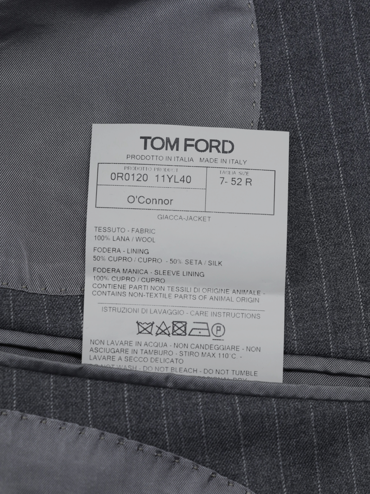 Tom Ford Grey Fine-Wool Pinstripe Peak-Lapel O'Connor Suit