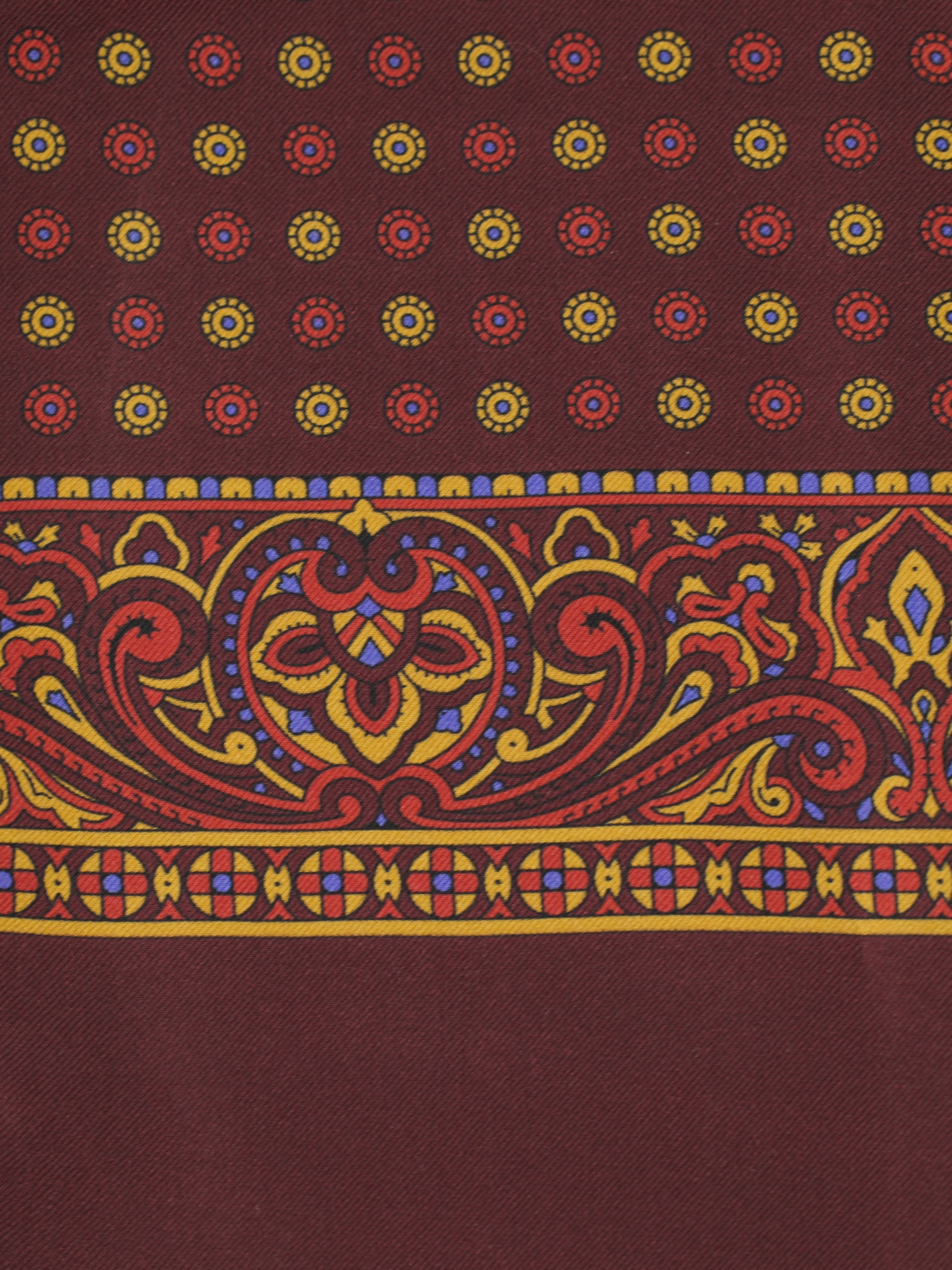 Cesare Attolini Wine Red & Yellow Silk Floral Foulard Scarf