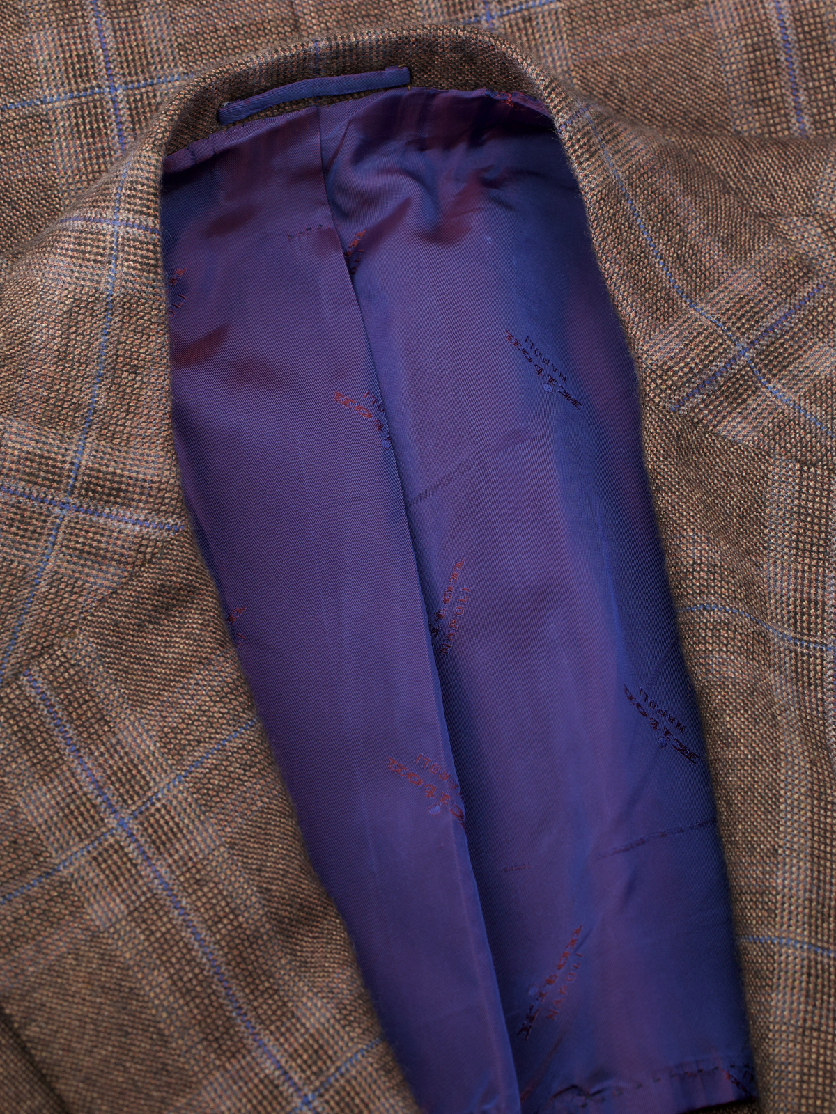 Kiton Brown & Blue Pure Cashmere Windowpane Winter Jacket