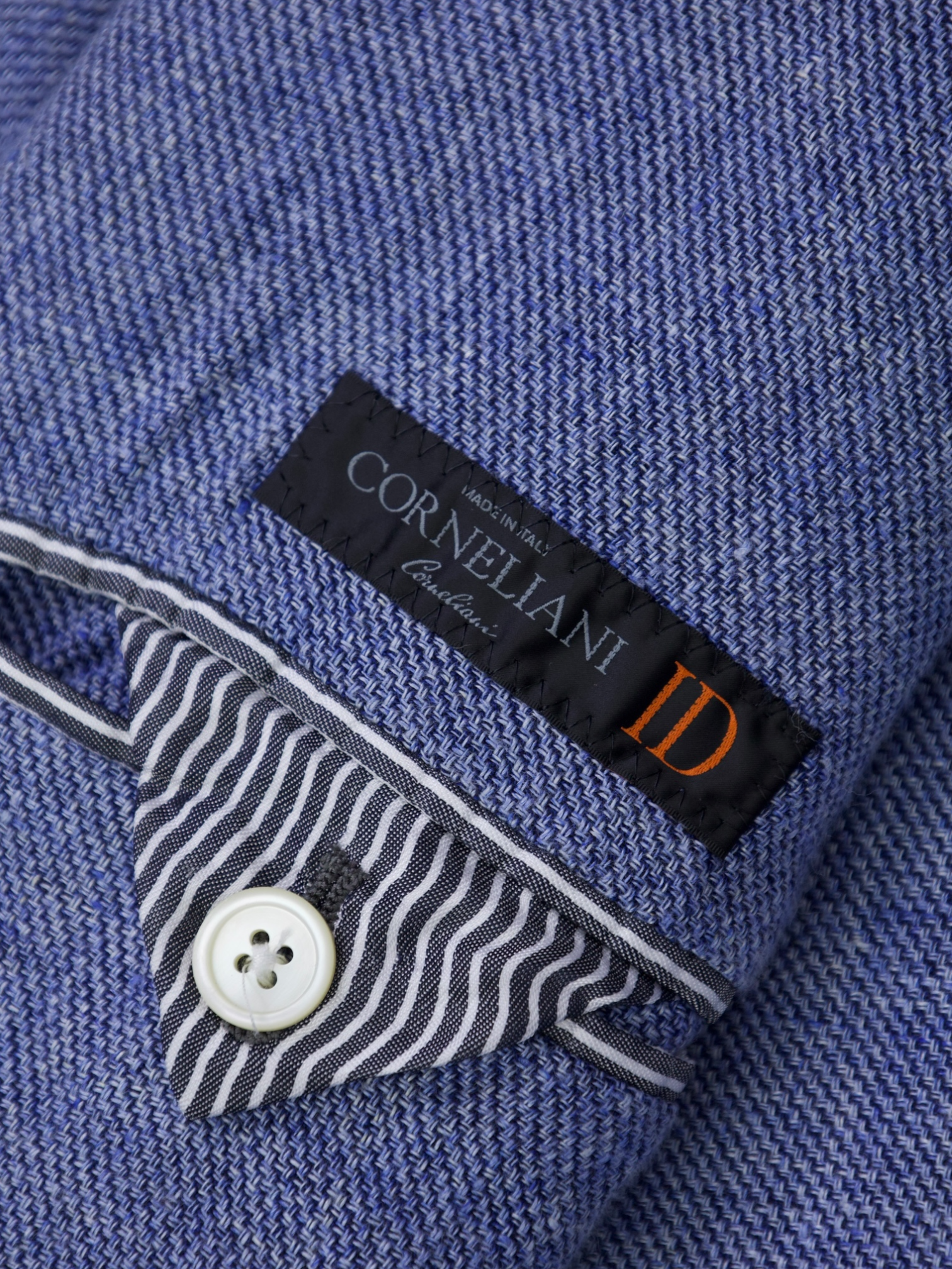 Corneliani ID Slate Blue Linen & Wool Hopsack Jacket