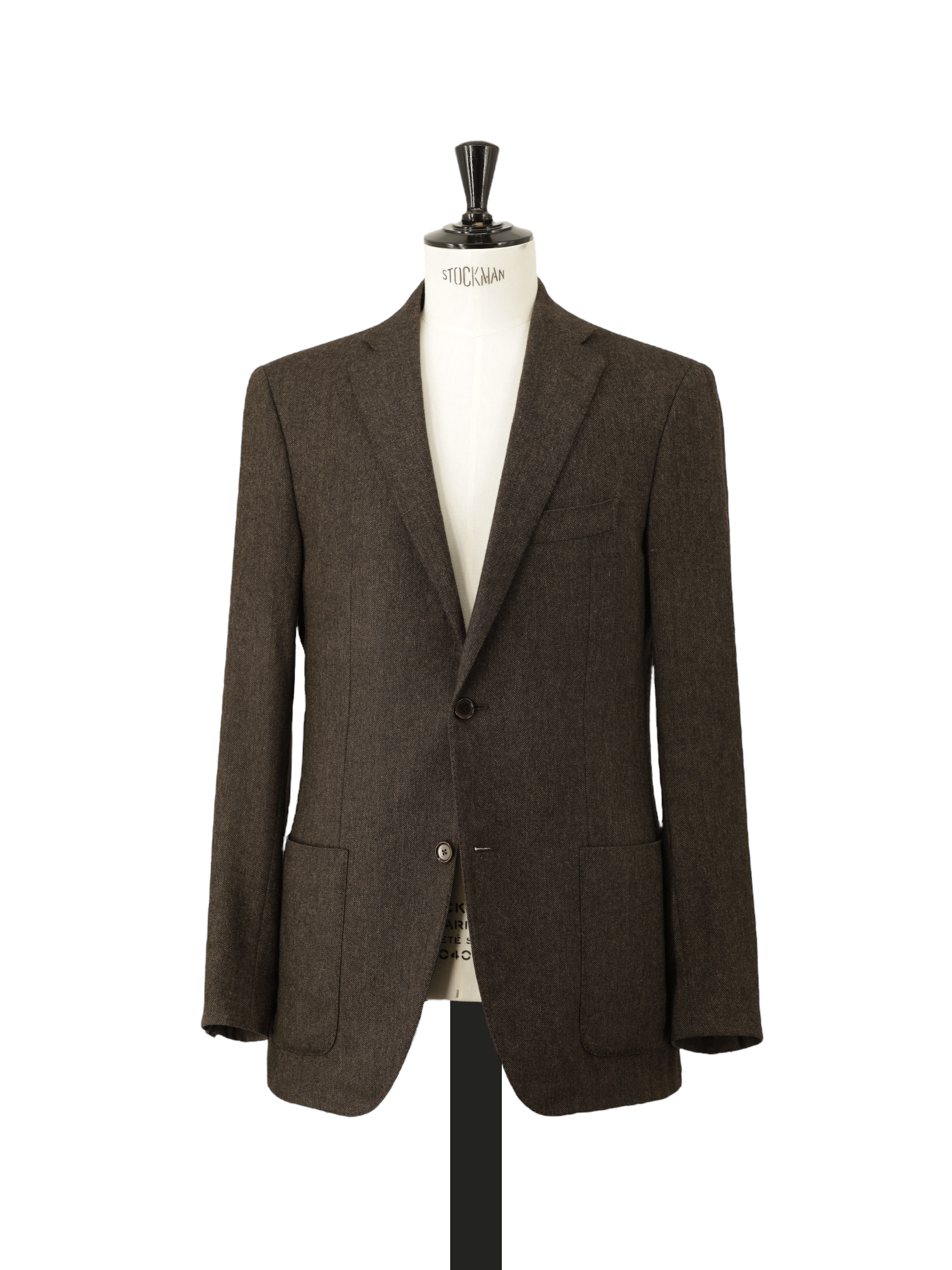 Caruso Chocolate Brown Pure Cashmere Herringbone Jacket