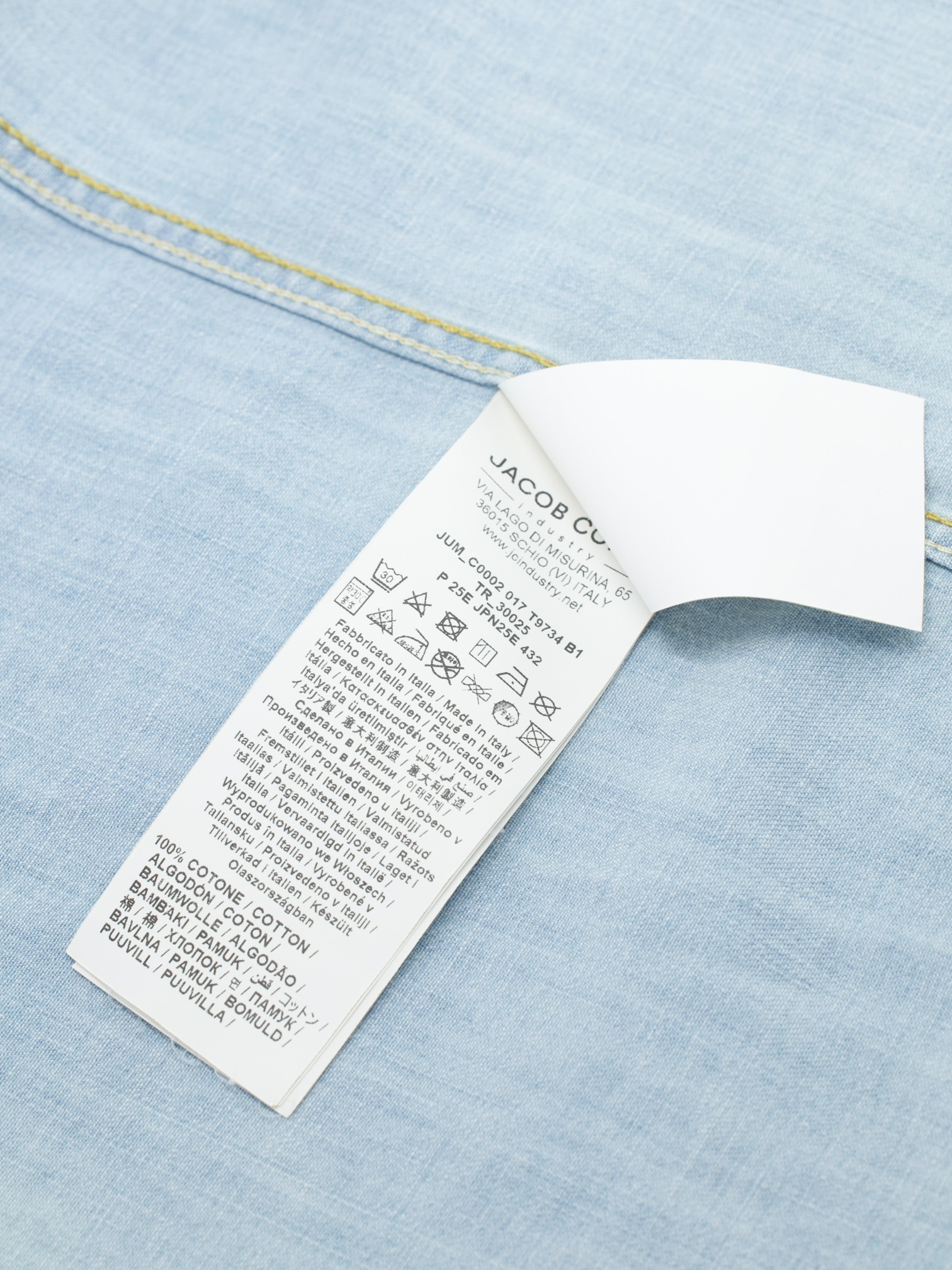 Jacob Cohen Light Blue Chambray Cotton Western-Style Overshirt