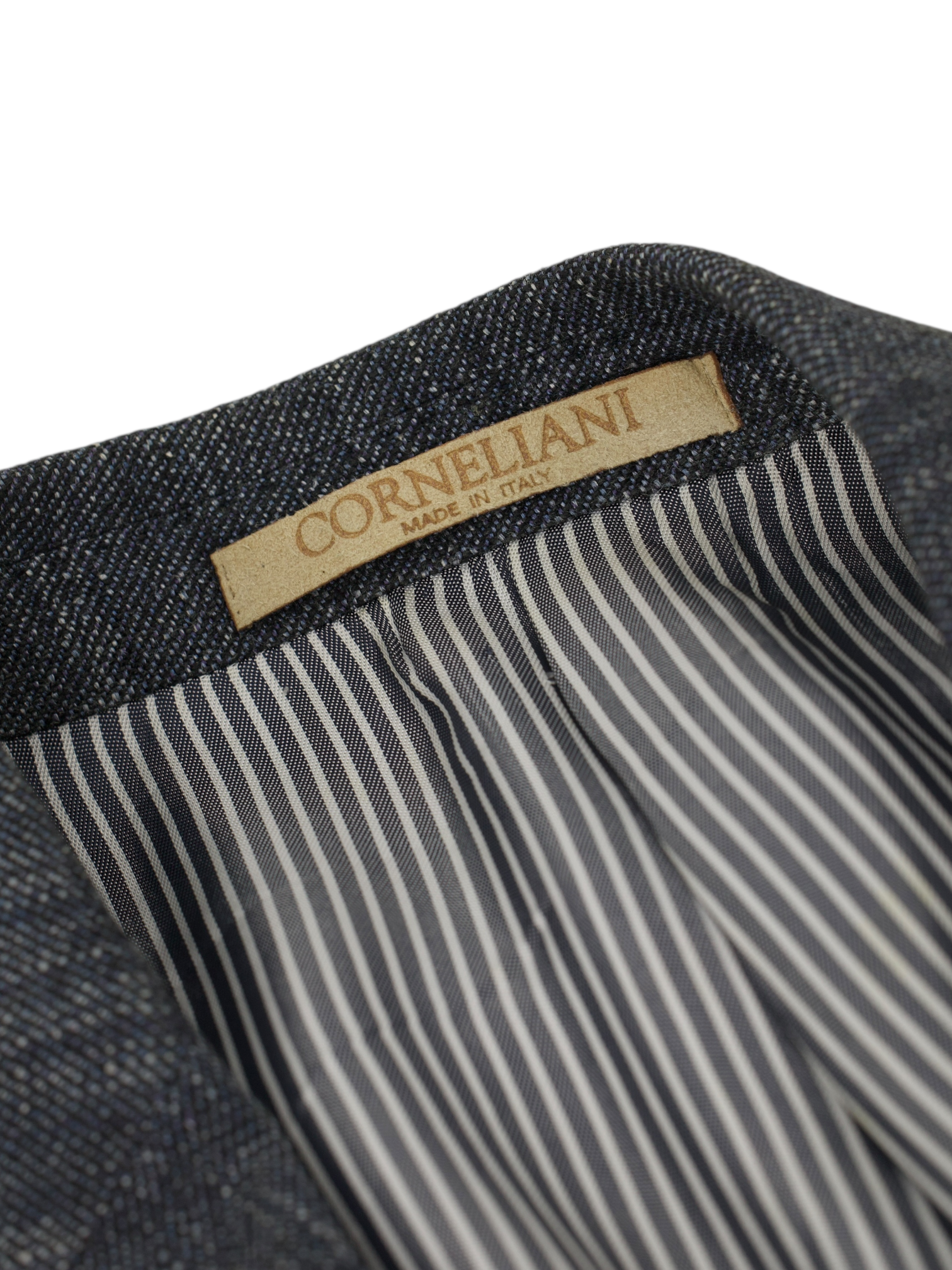 Corneliani Steel Blue Silk, Linen & Wool Twill Jacket