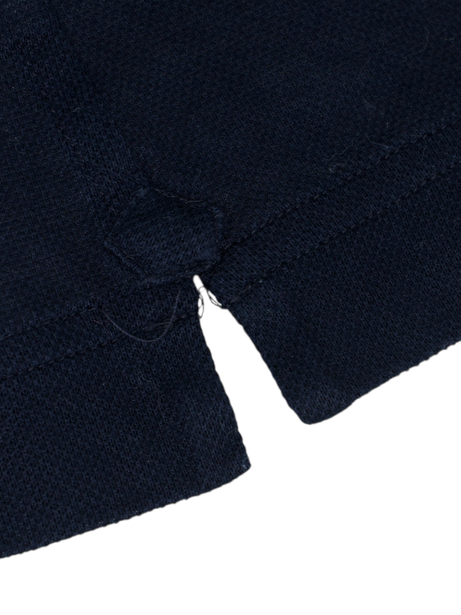 Fray Navy Cotton Piqué Knitted Button-Down Shirt