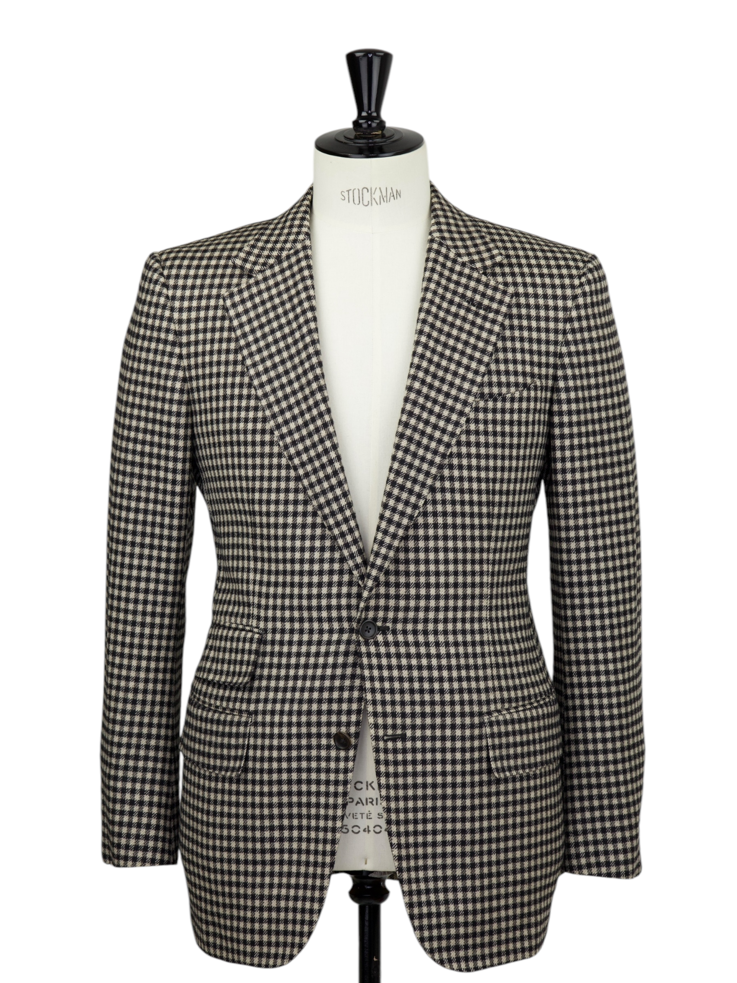 Tom Ford Ecru & Black Wool, Silk & Camel Gingham-Check Windsor Jacket