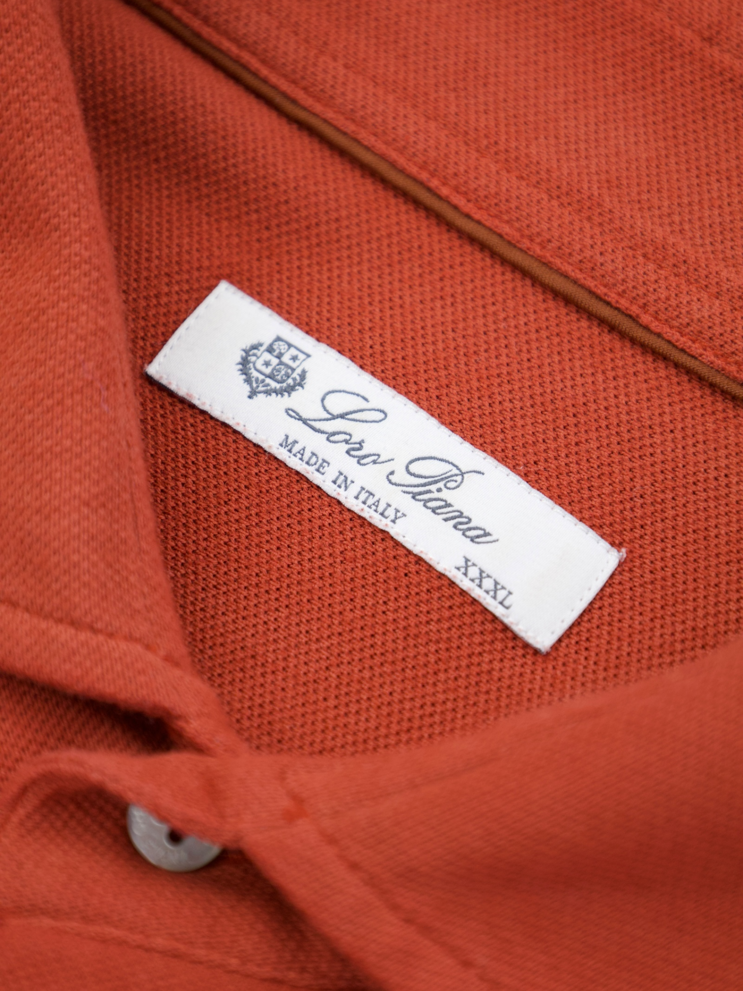 Loro Piana Orange Piqué Knitted Cotton Shirt