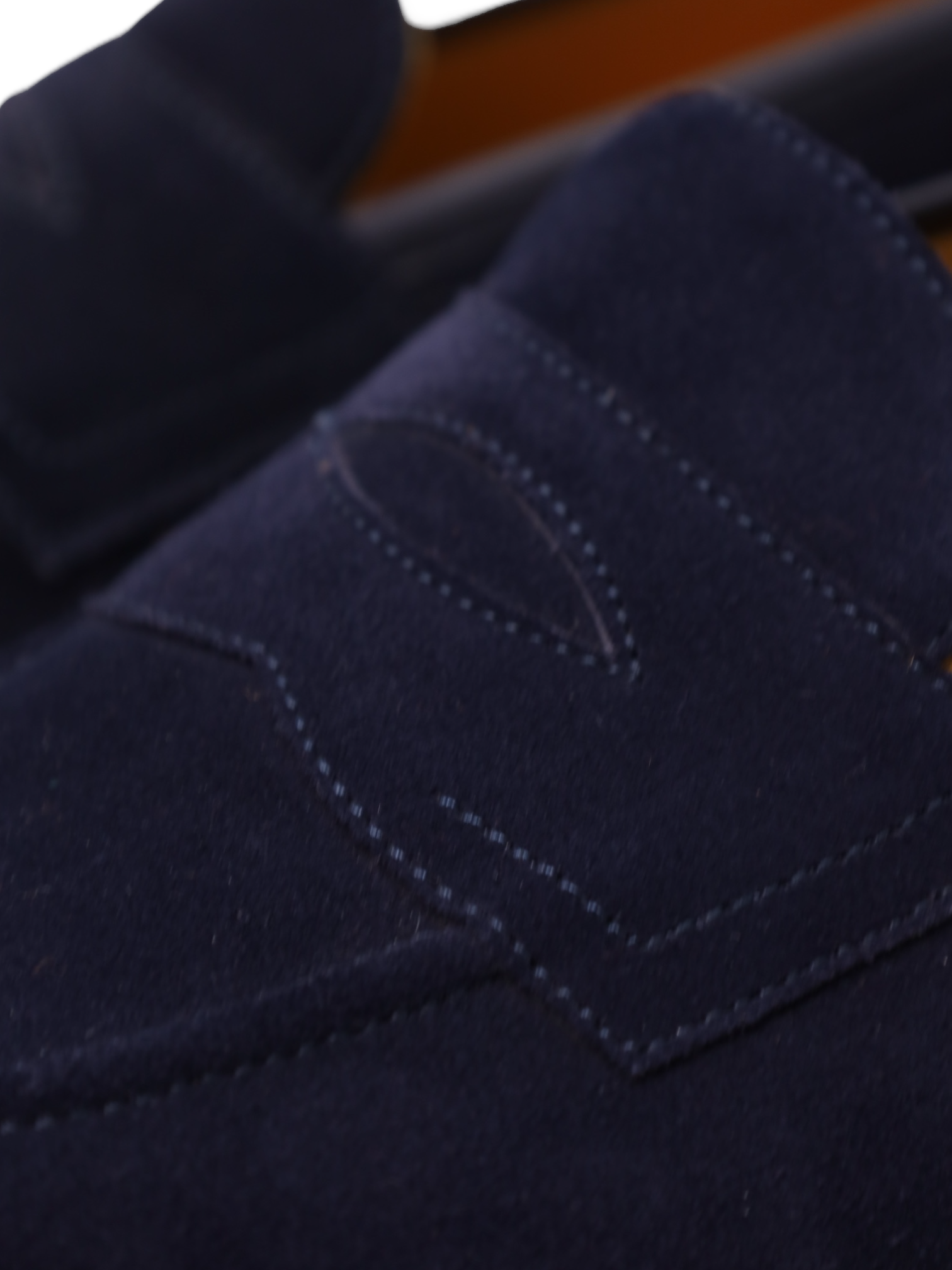 Edward Green Navy Suede Piccadilly Penny Loafer