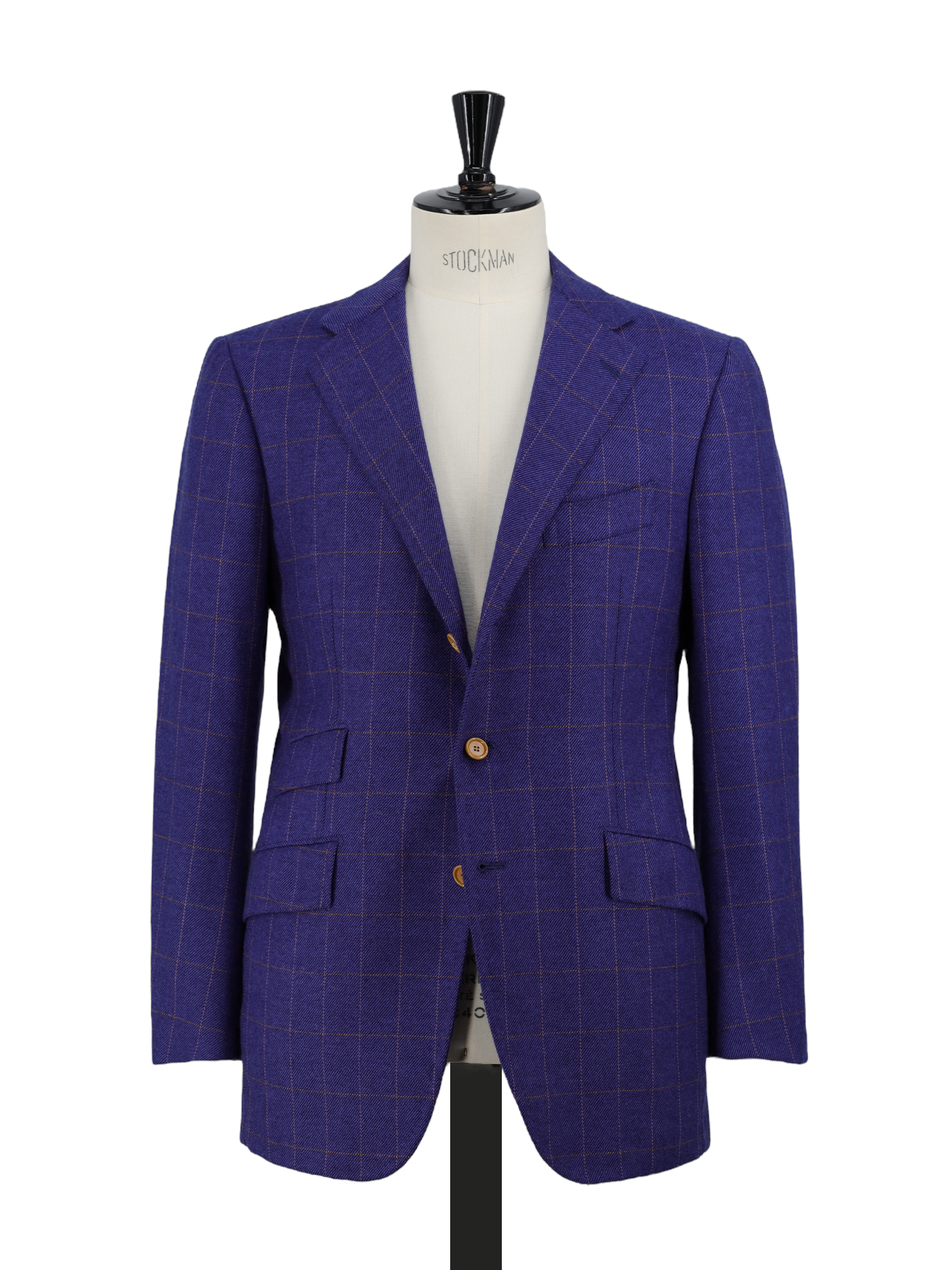 Cesare Attolini Cobalt Blue & Orange Wool Cashmere Windowpane Jacket