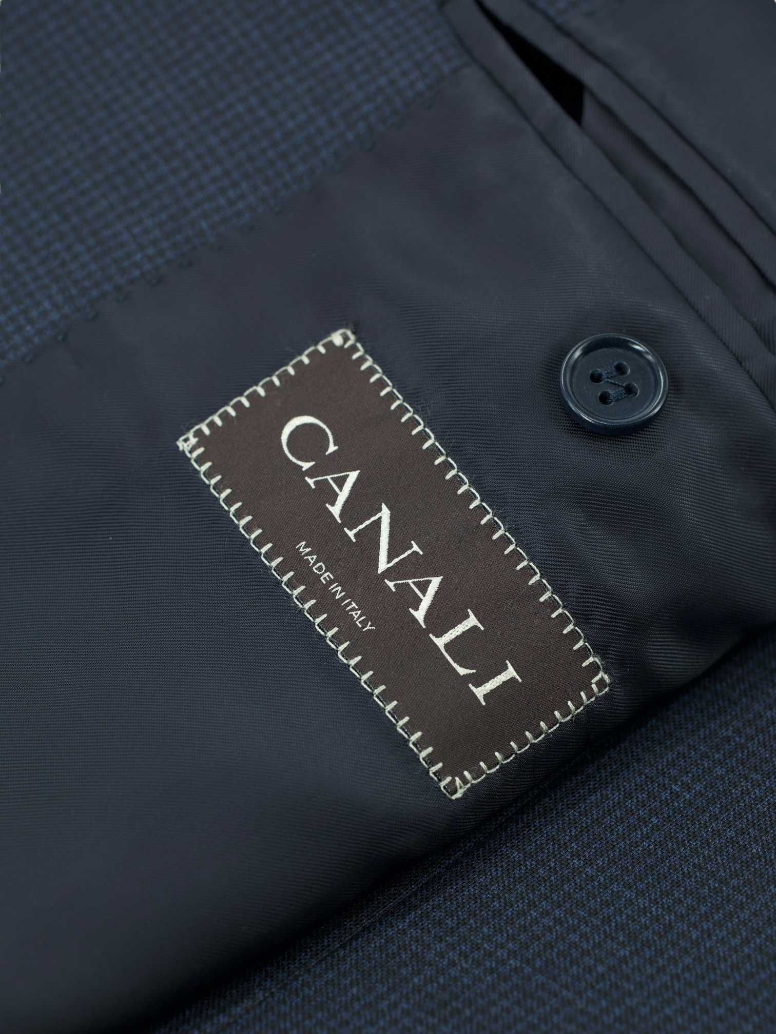 Canali Navy Extrafine-Wool Puppytooth Jacket