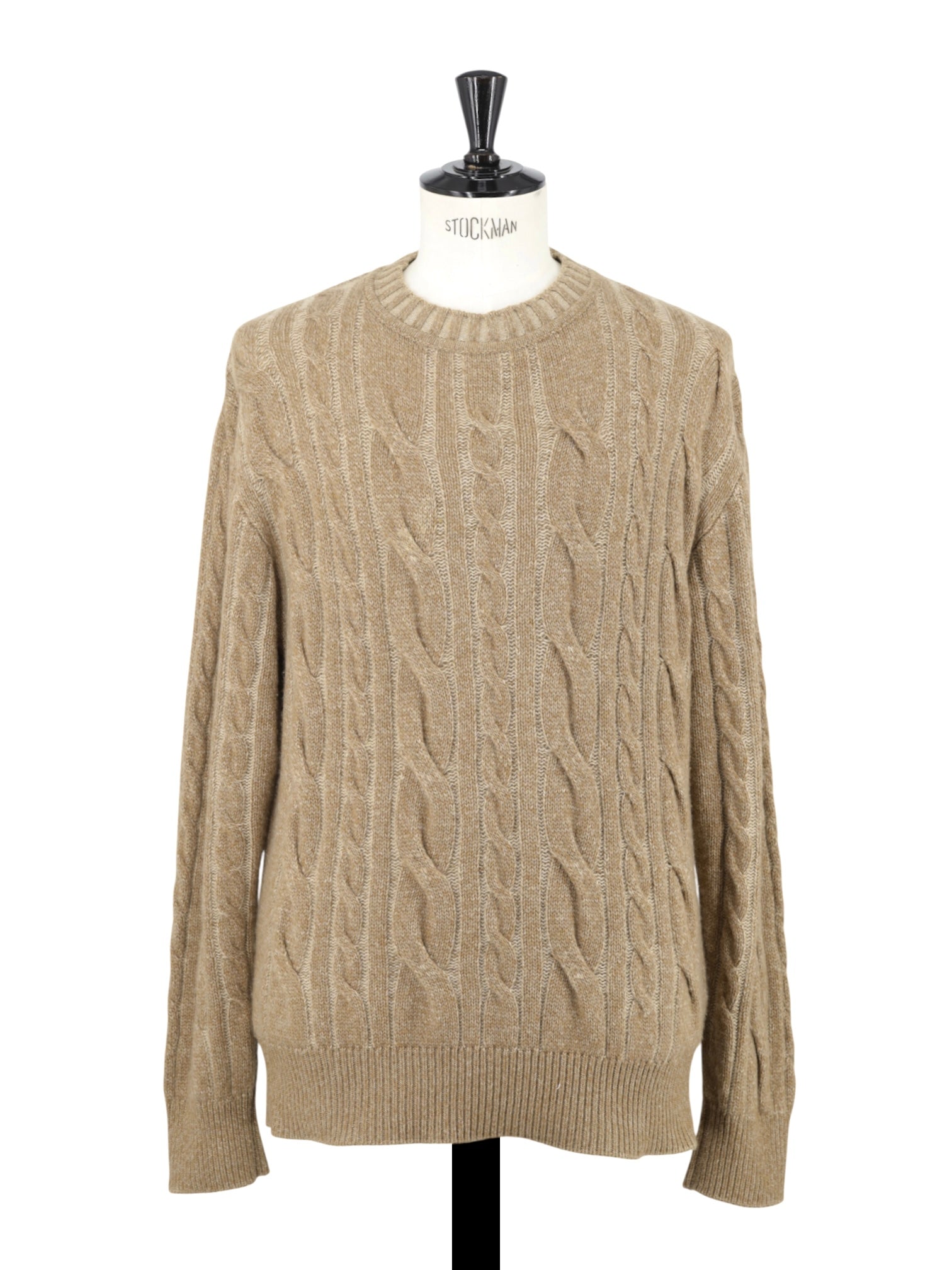 Loro Piana Light Brown Baby-Cashmere Cable-Knit Roundneck