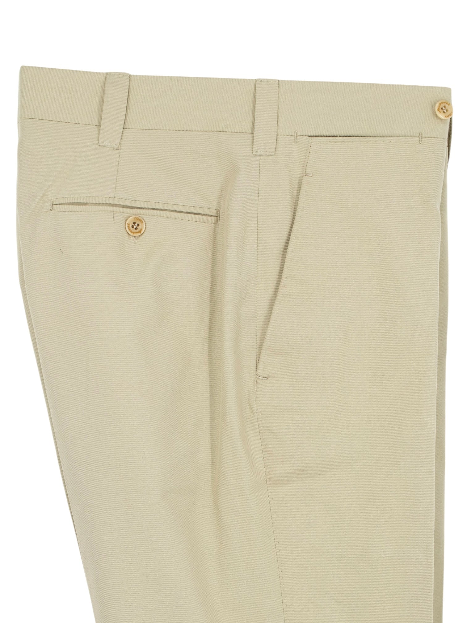 Ambrosi Beige Pure-Cotton Twill Sartorial Summer Trousers