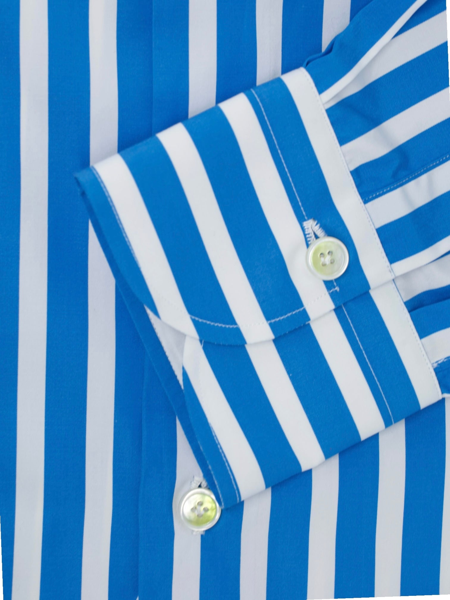 Finamore Sky Blue & White Cotton Bengal Stripe Shirt