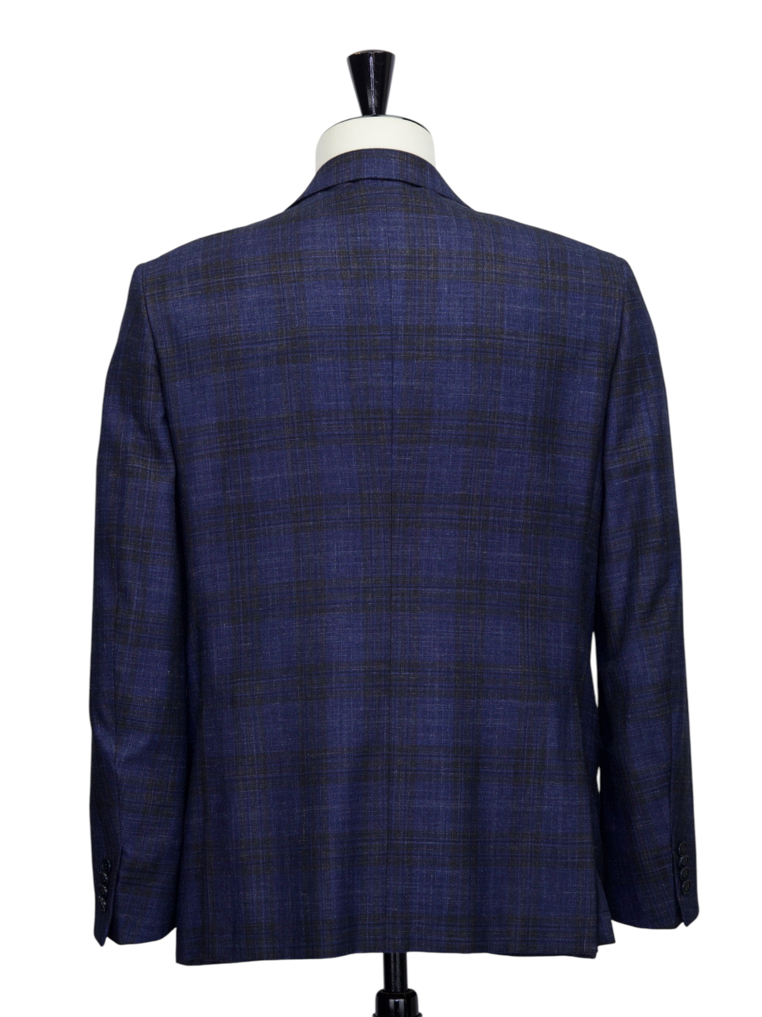 Ermenegildo Zegna Dark Indigo Blue Wool, Silk, Cashmere & Linen Glenplaid Jacket