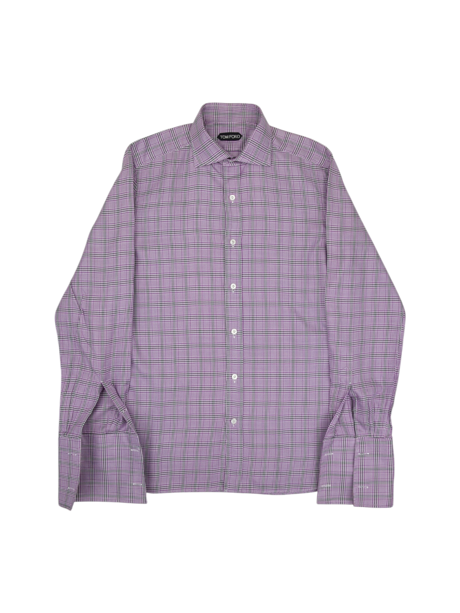 Tom Ford Lilac Cotton Prince of Wales Check Shirt