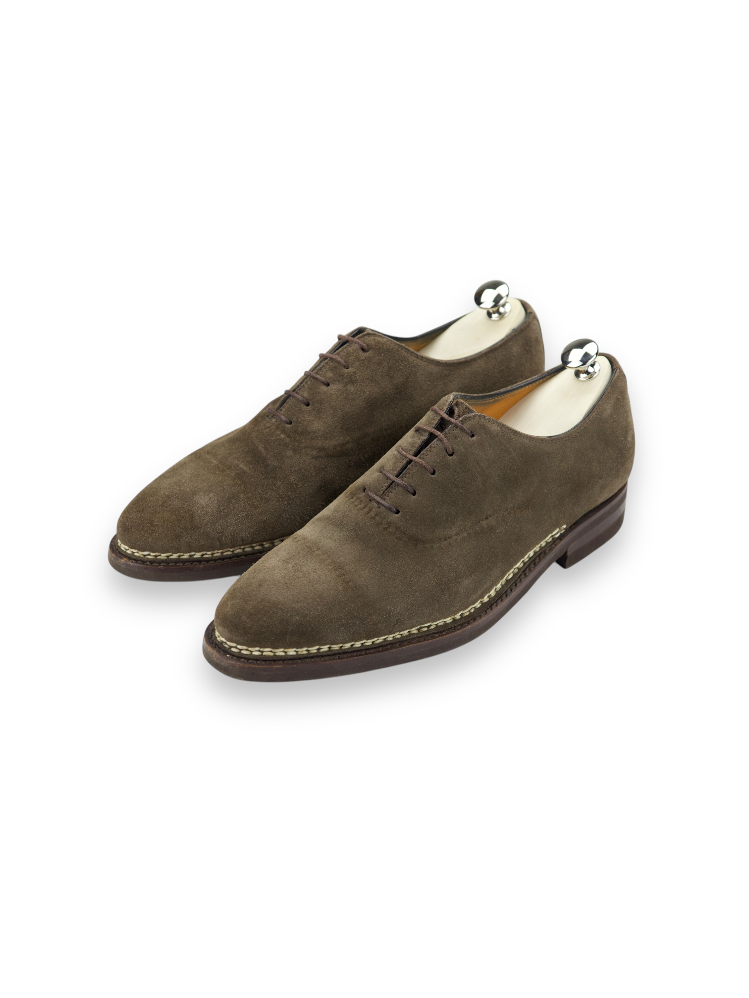 Bontoni Taupe Norvegese Vittorio Suede Wholecut Oxford Lace-Ups