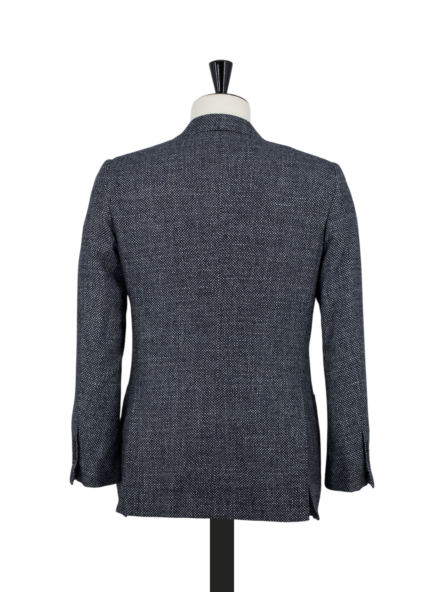 Kiton Black & Grey Cashmere, Silk & Stretch Micro-Pattern "Cipa" Jacket