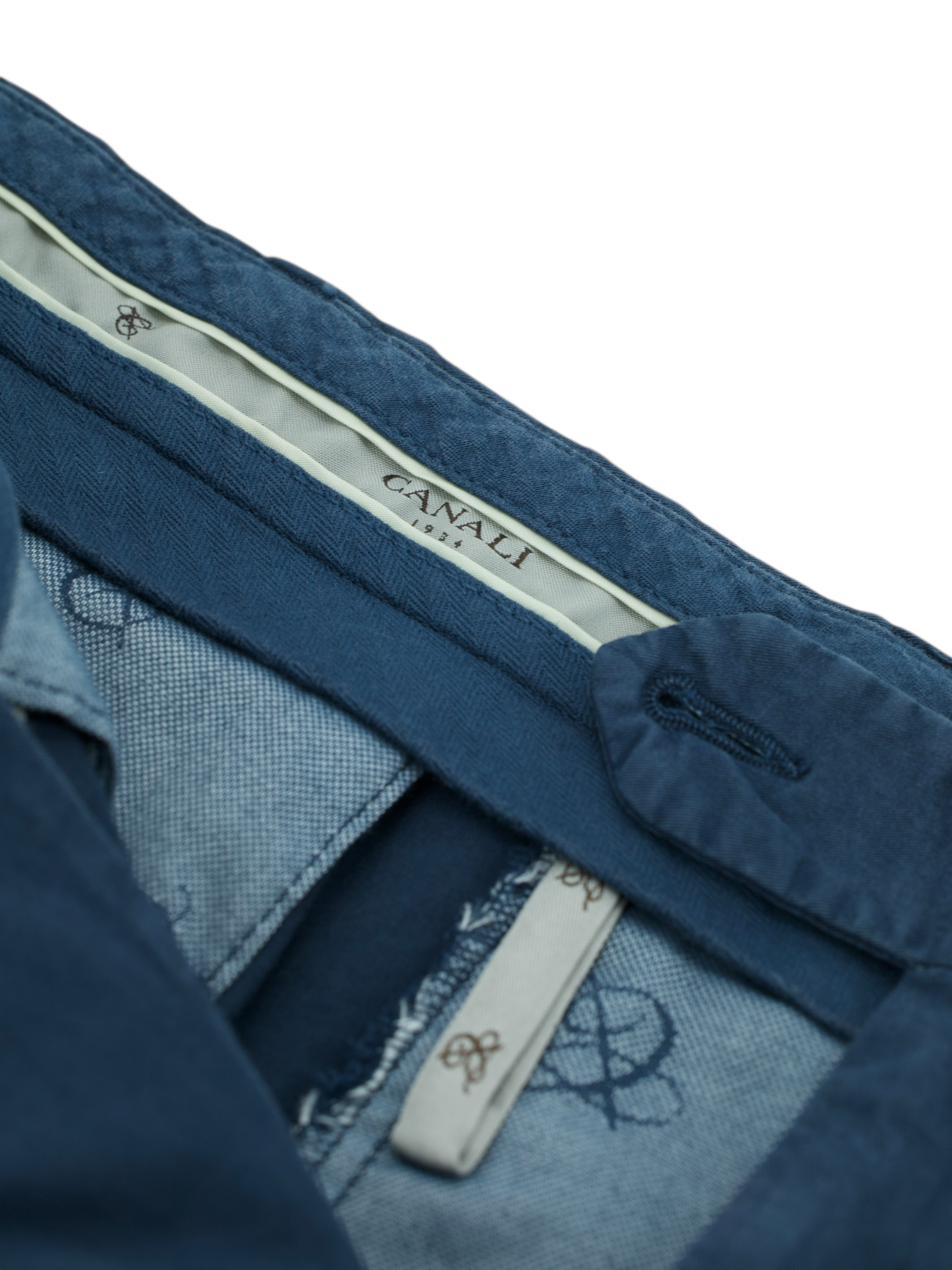 Canali Dark Blue Cotton Stretch Tapered Dress Chino