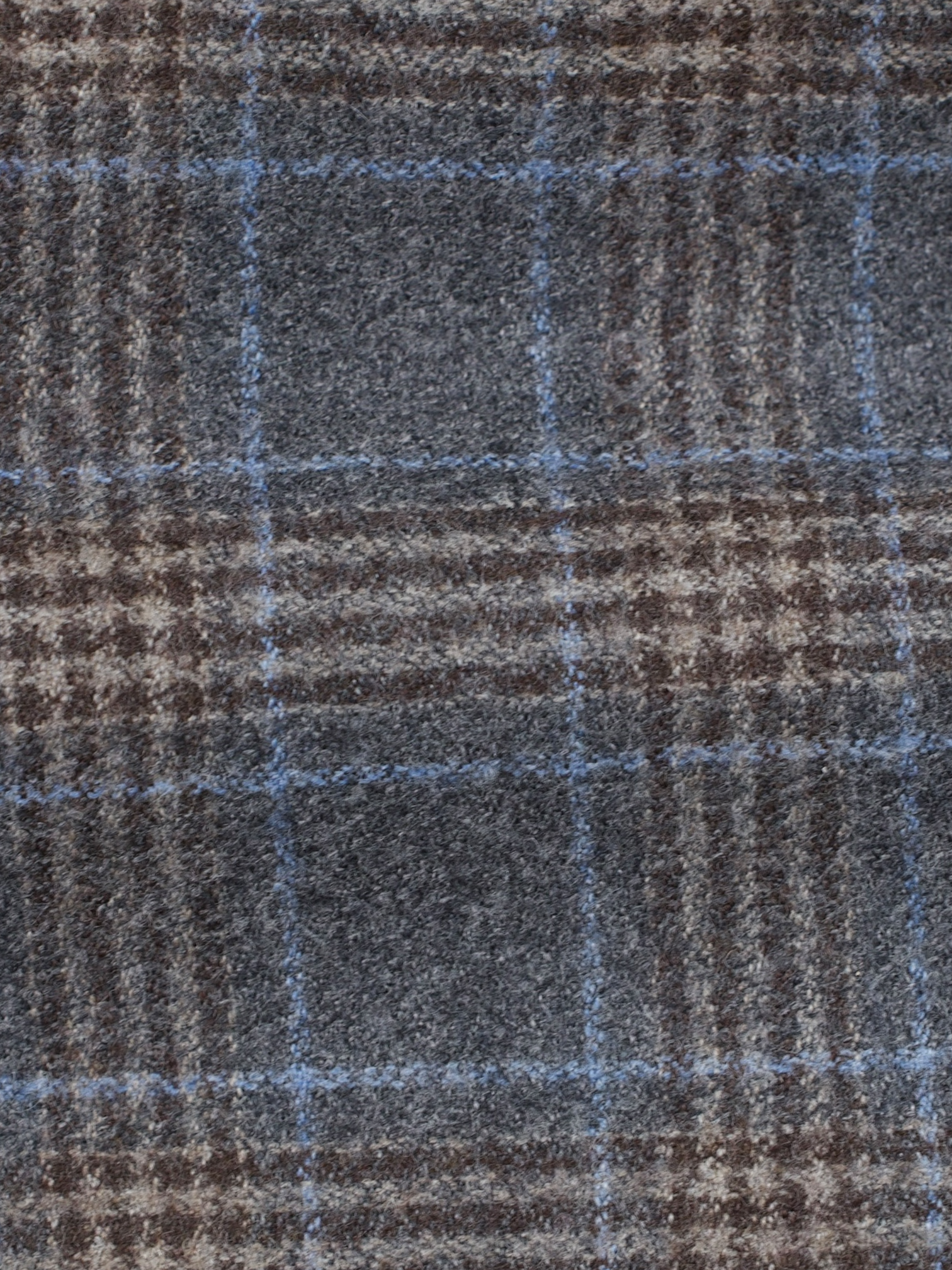 Corneliani Brown & Light Blue Wool-Flannel Overcheck Jacket