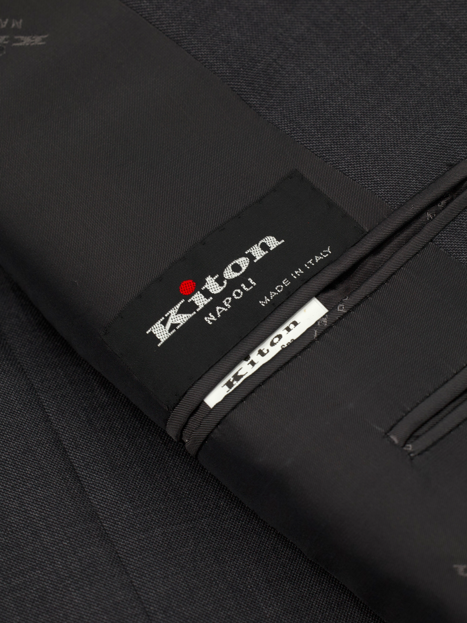 Kiton Dark Grey "Diamante Blue" Wool Sharkskin Suit