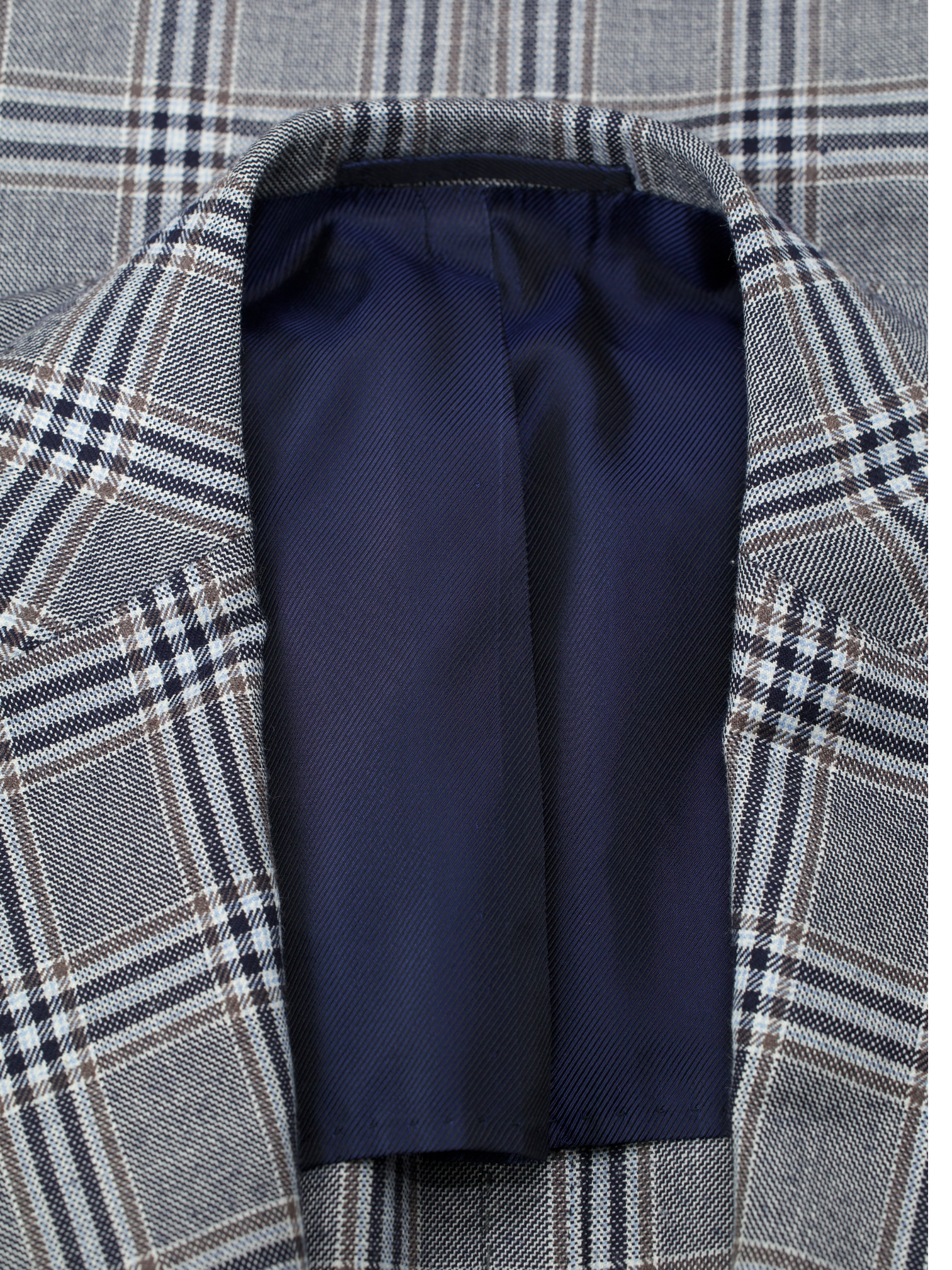Cesare Attolini Taupe Super 140's, Silk & Linen Windowpane Jacket