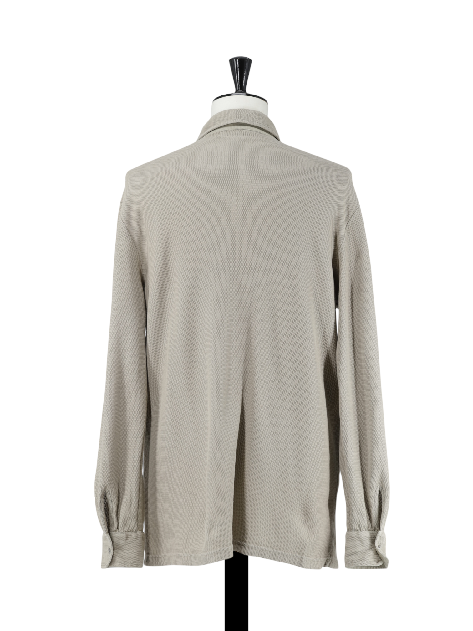 Loro Piana Light Brown Cotton Piqué Long-Sleeve Pop-Over Shirt