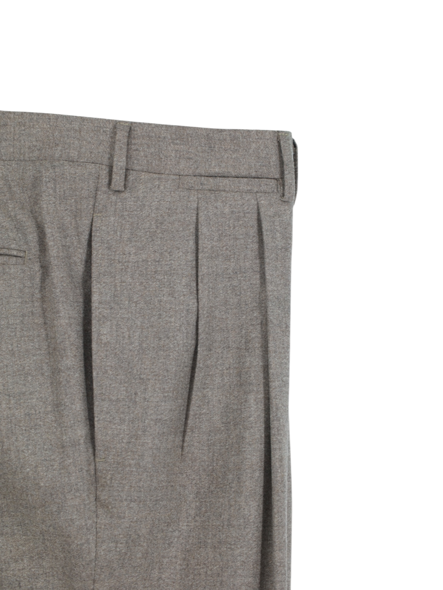 Corneliani Light Brown Wool, Cashmere & Stretch Pleated Trousers