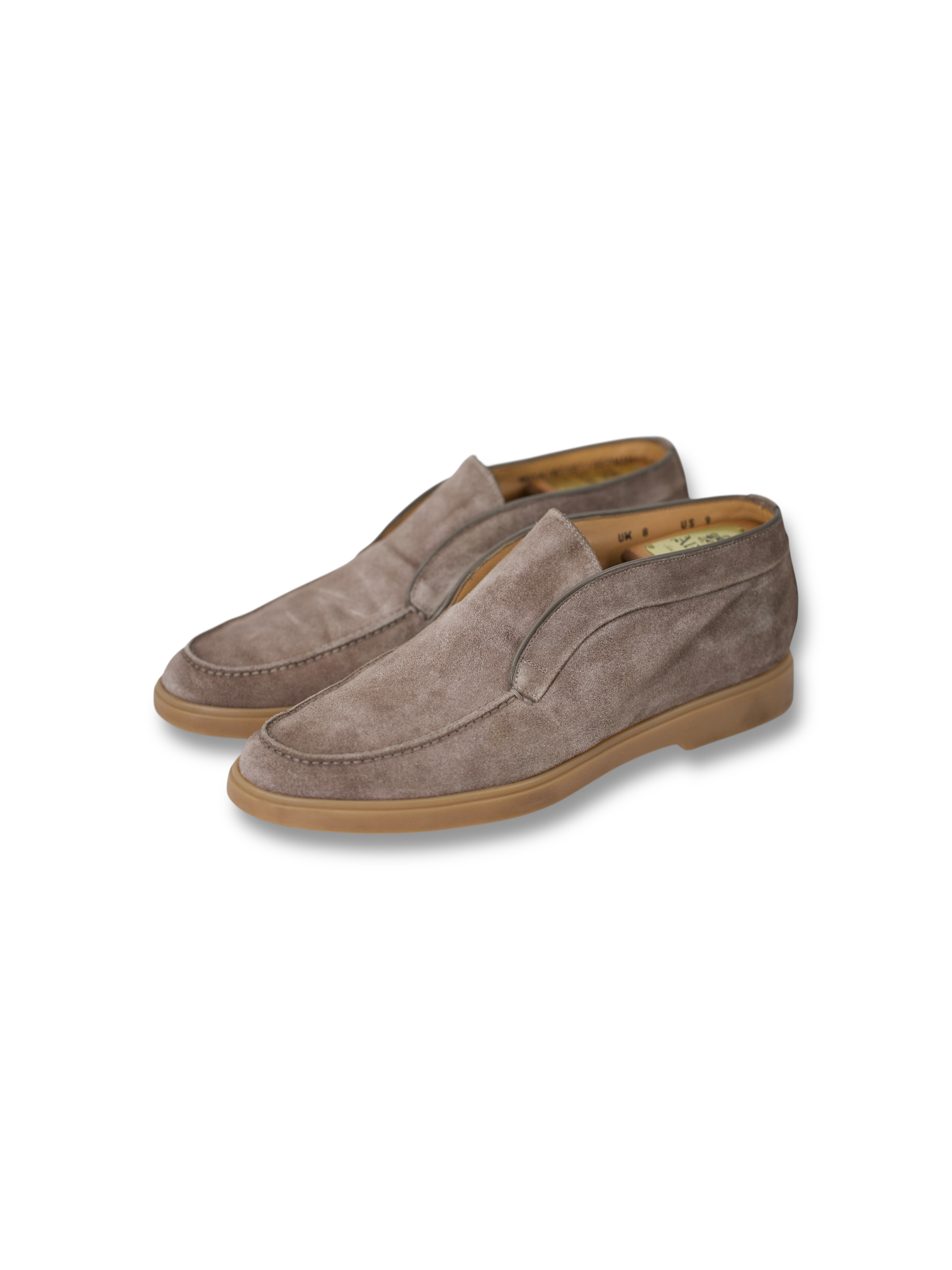 Santoni Light Grey Suede Yalta Desert Boots