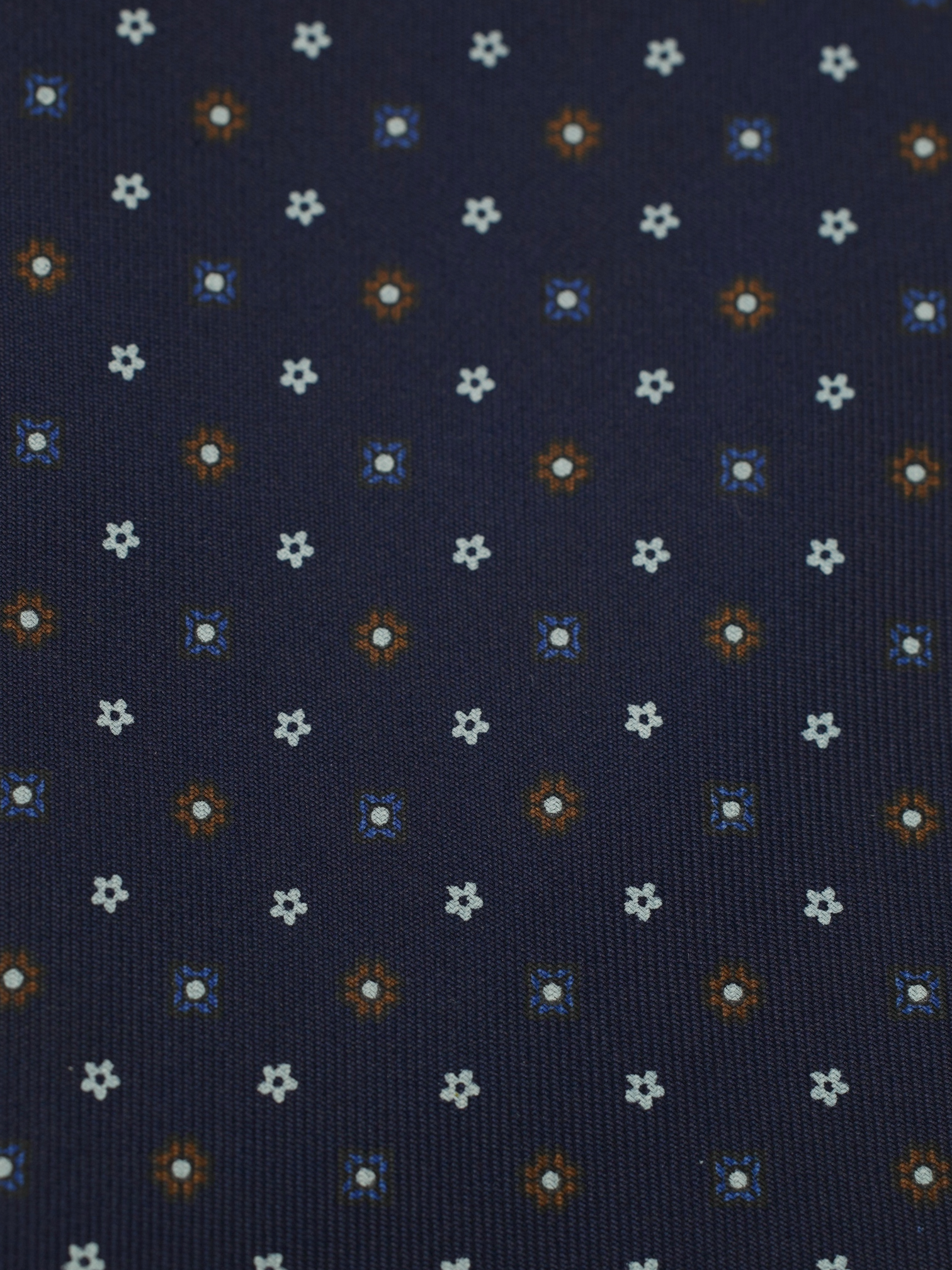 E.Marinella Navy & Brown Silk Floral Pattern Tie