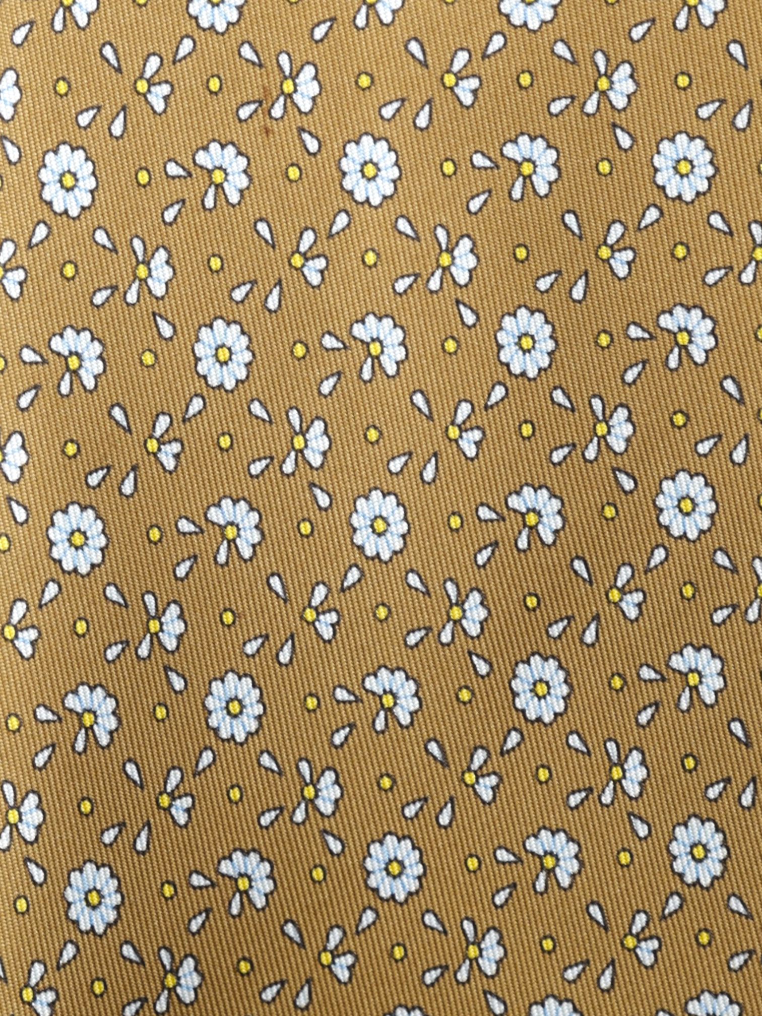 Hermès Brown & Ice Blue Silk Dandelion-Pattern Tie