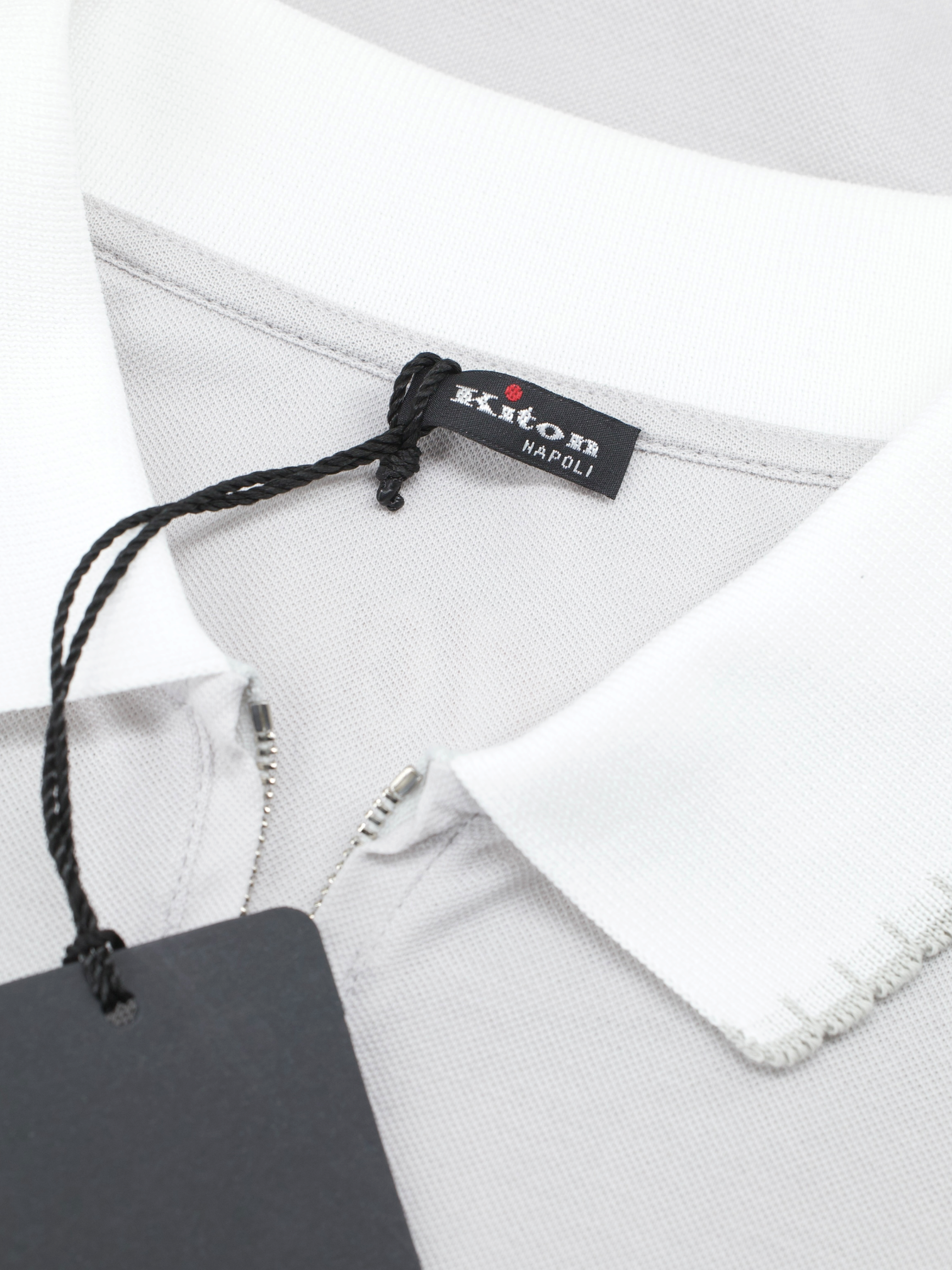 Kiton Light Grey Cotton Short-Sleeve "Nouveau Riche" Polo