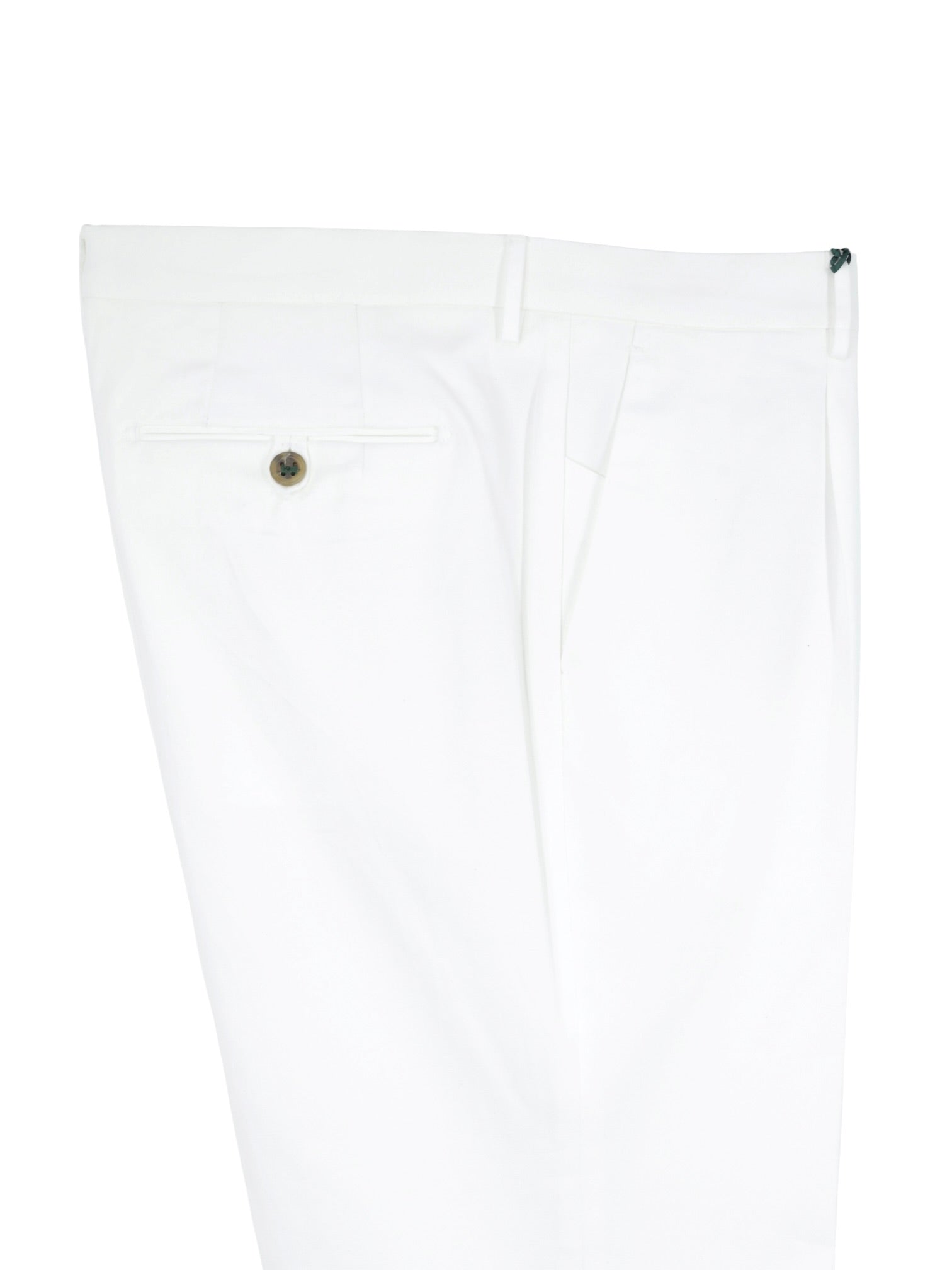 Berwich White Cotton-Stretch Single Pleated Trousers