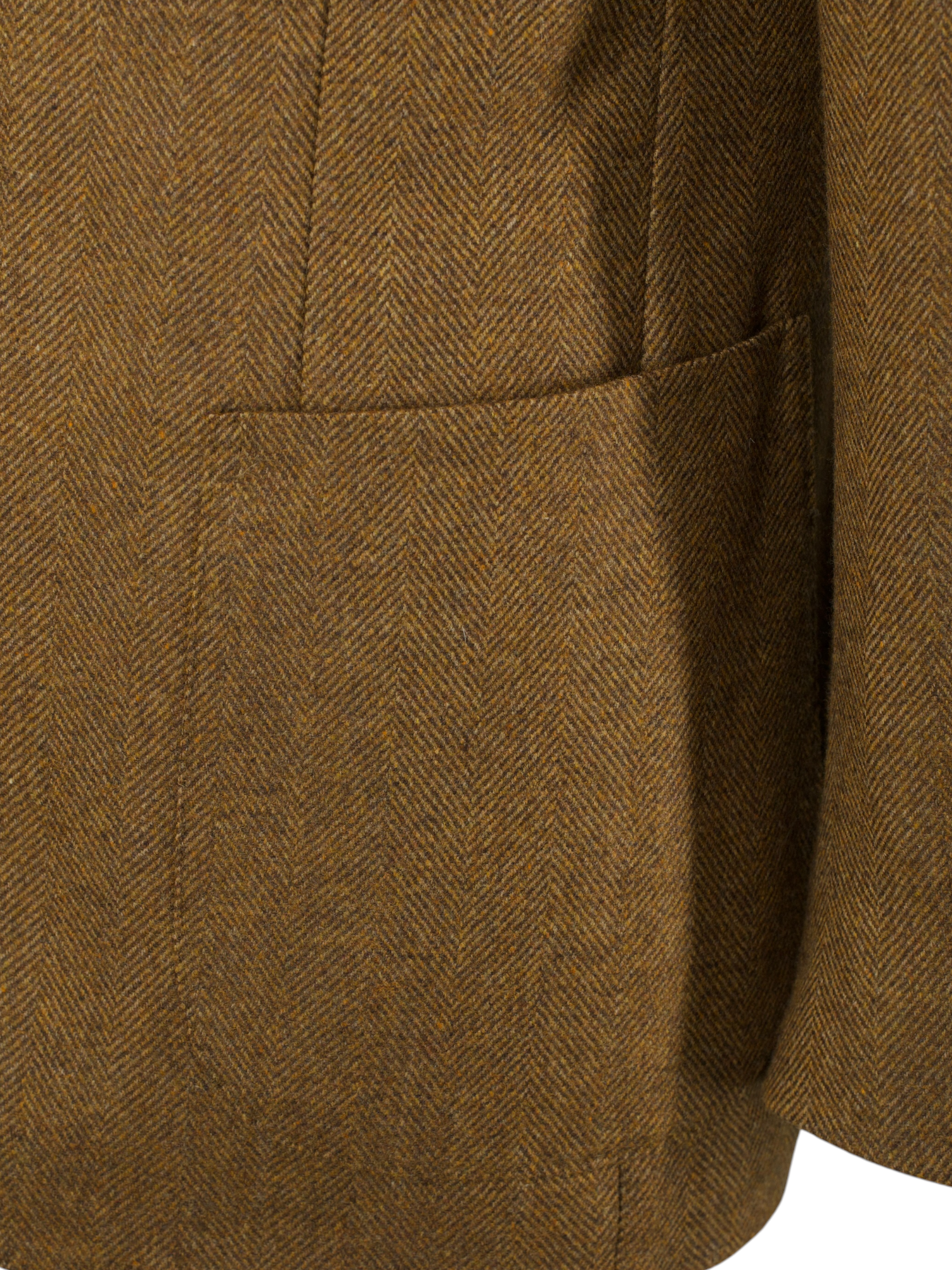De Petrillo Caramel Brown Pure Wool Herringbone Jacket