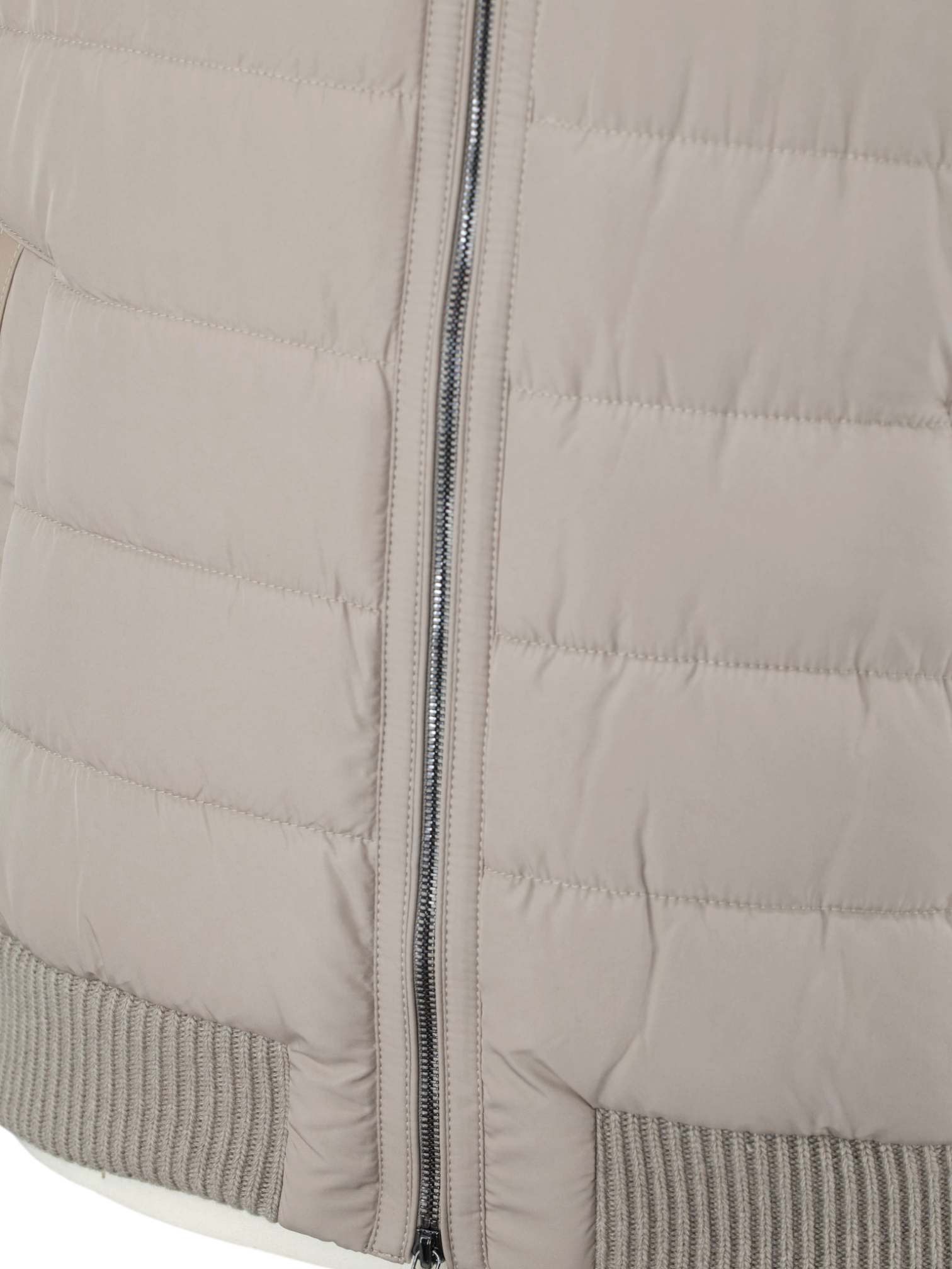 Corneliani Taupe Lambskin & Knitted Wool-Cashmere Bomber Jacket