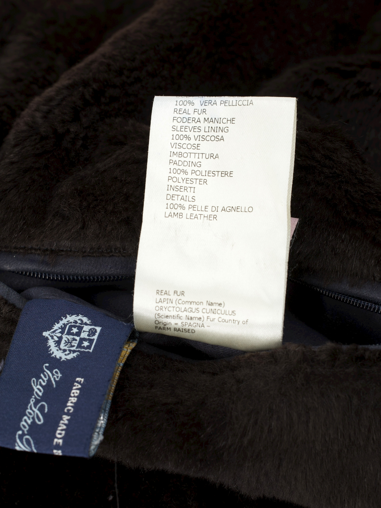 Mandelli Navy Storm System & Rabbit-Fur Lining Overcoat