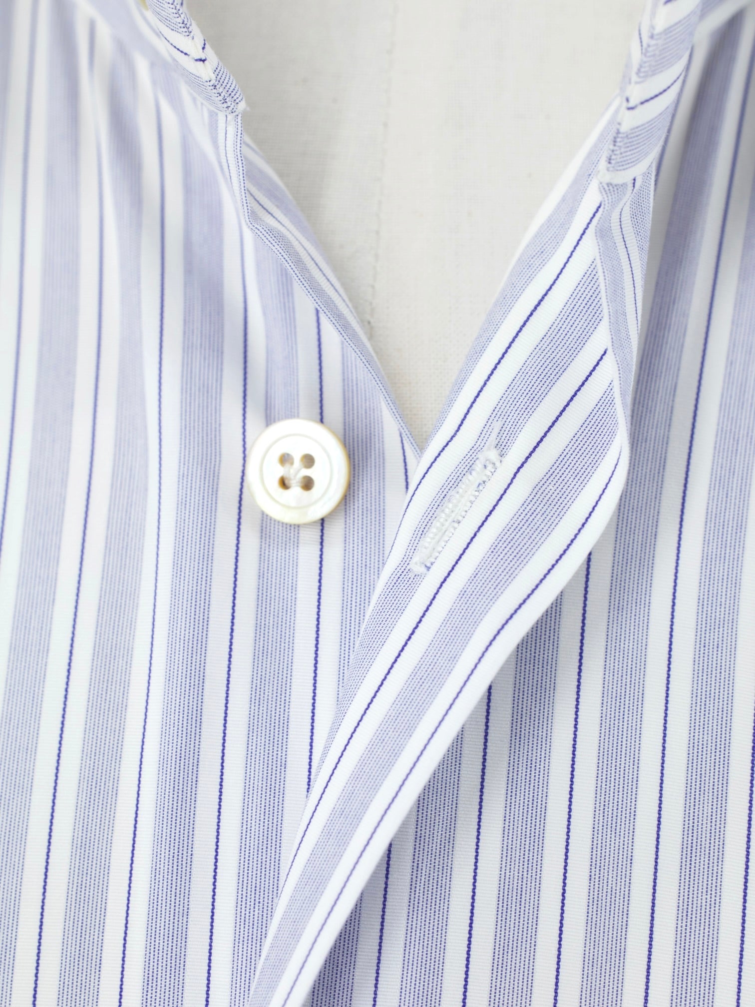 Kiton Blue & White Cotton Vintage-Stripe French-Cuff Shirt