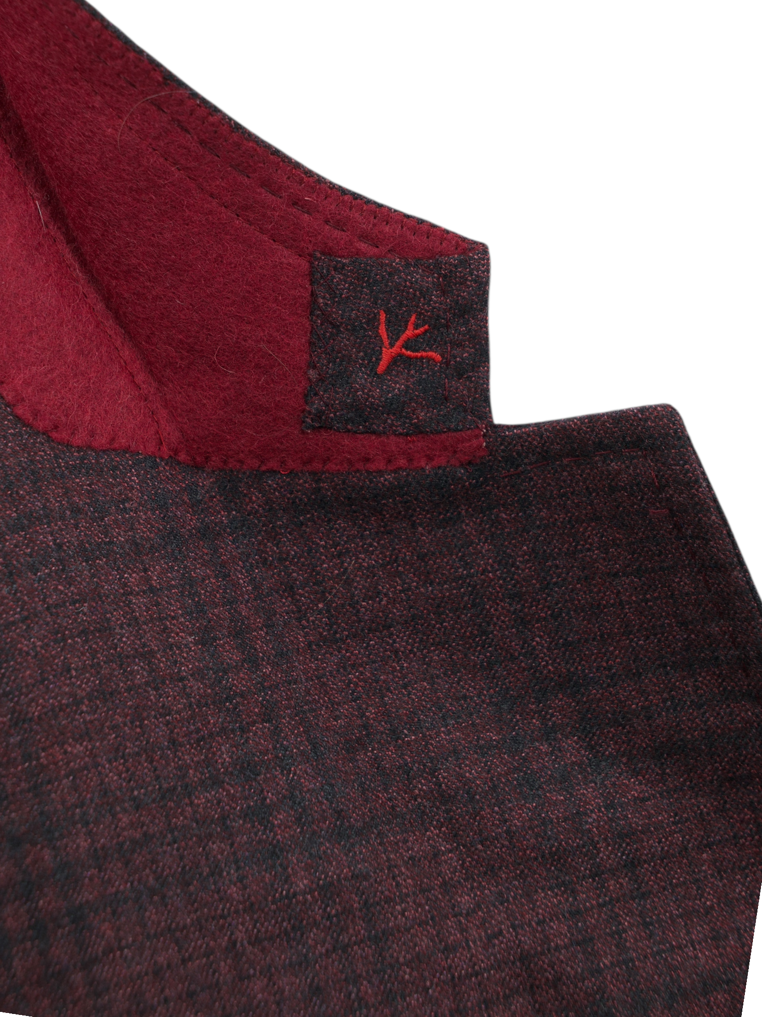 Isaia Burgundy & Navy Brushed-Wool Checkered Jacket