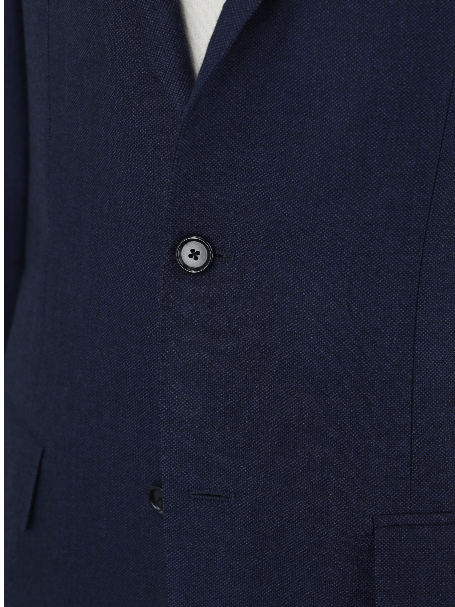 E. Formicola Dark Blue Worsted-Wool Birdseye Suit