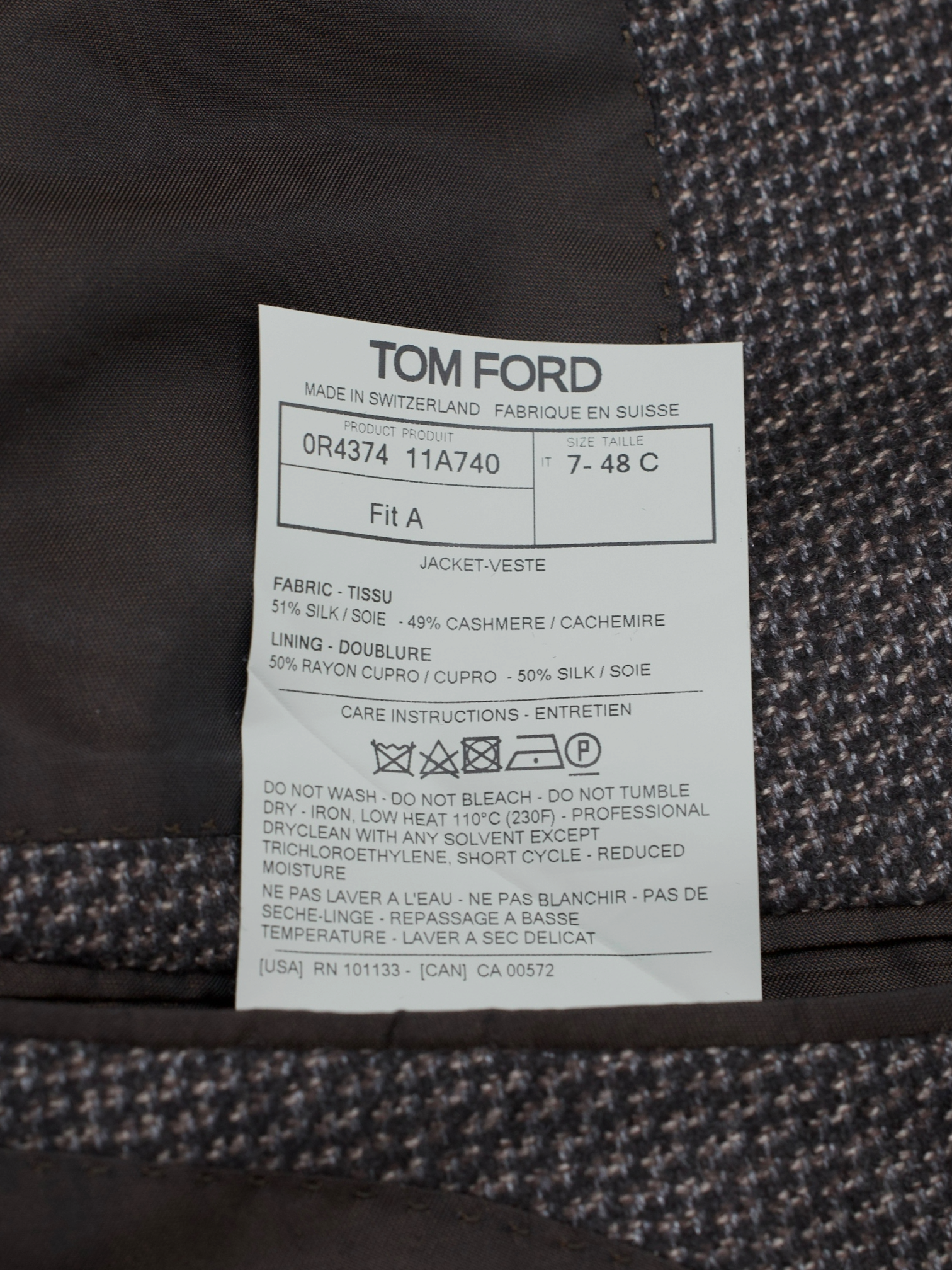 Tom Ford Warm Taupe Silk & Cashmere Micro-Pattern Windsor Jacket