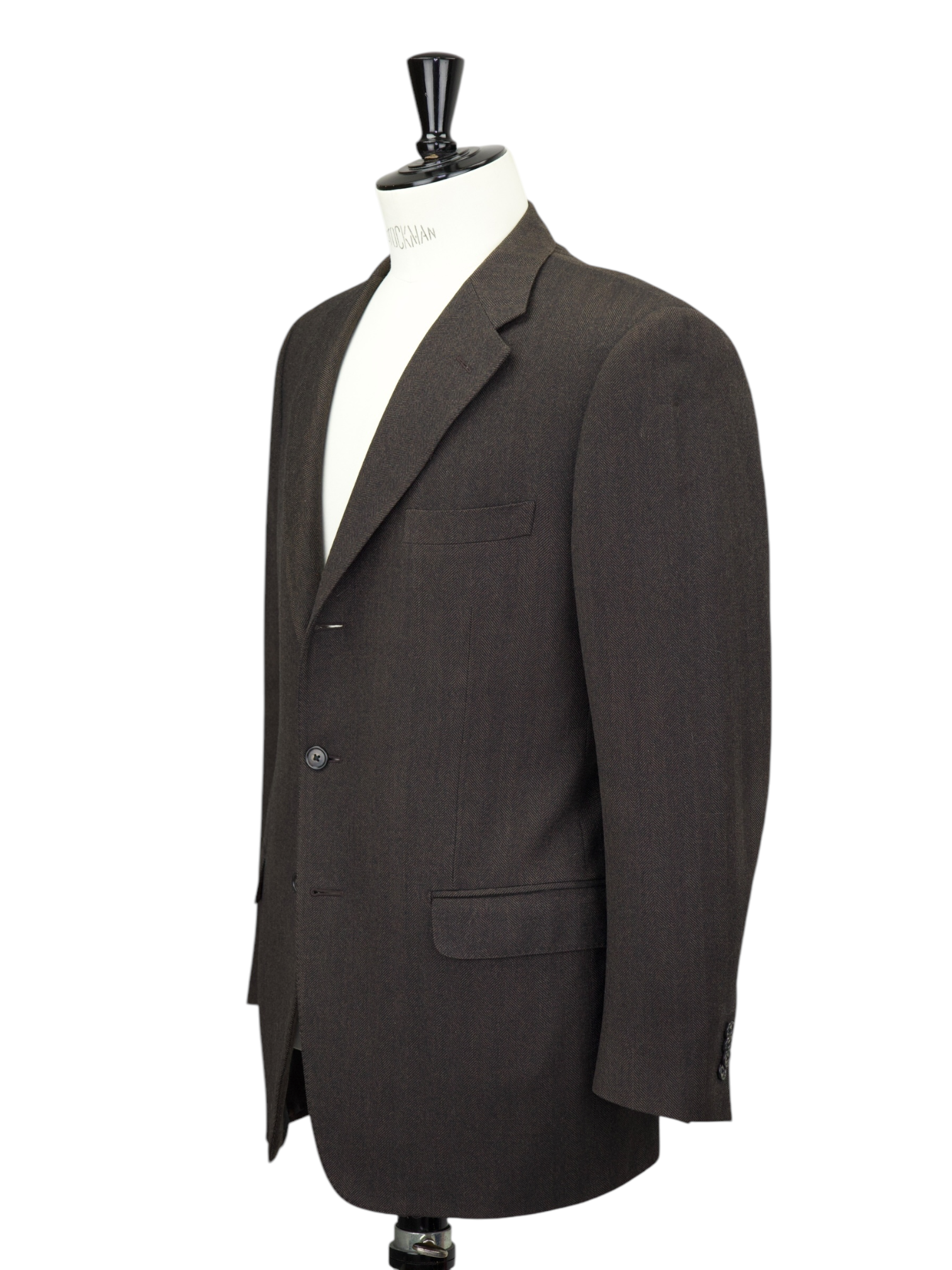 Corneliani Dark Brown Wool & Cashmere Herringbone Jacket